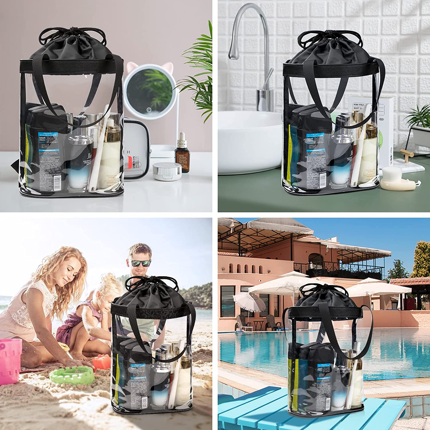 Clear Toiletry Bag, TSA Approved Toiletry Bag for Traveling, Travel Waterproof Makeup Cosmetic Bag for Women Men, Carry on Airport Airline Compliant Bag image number 2