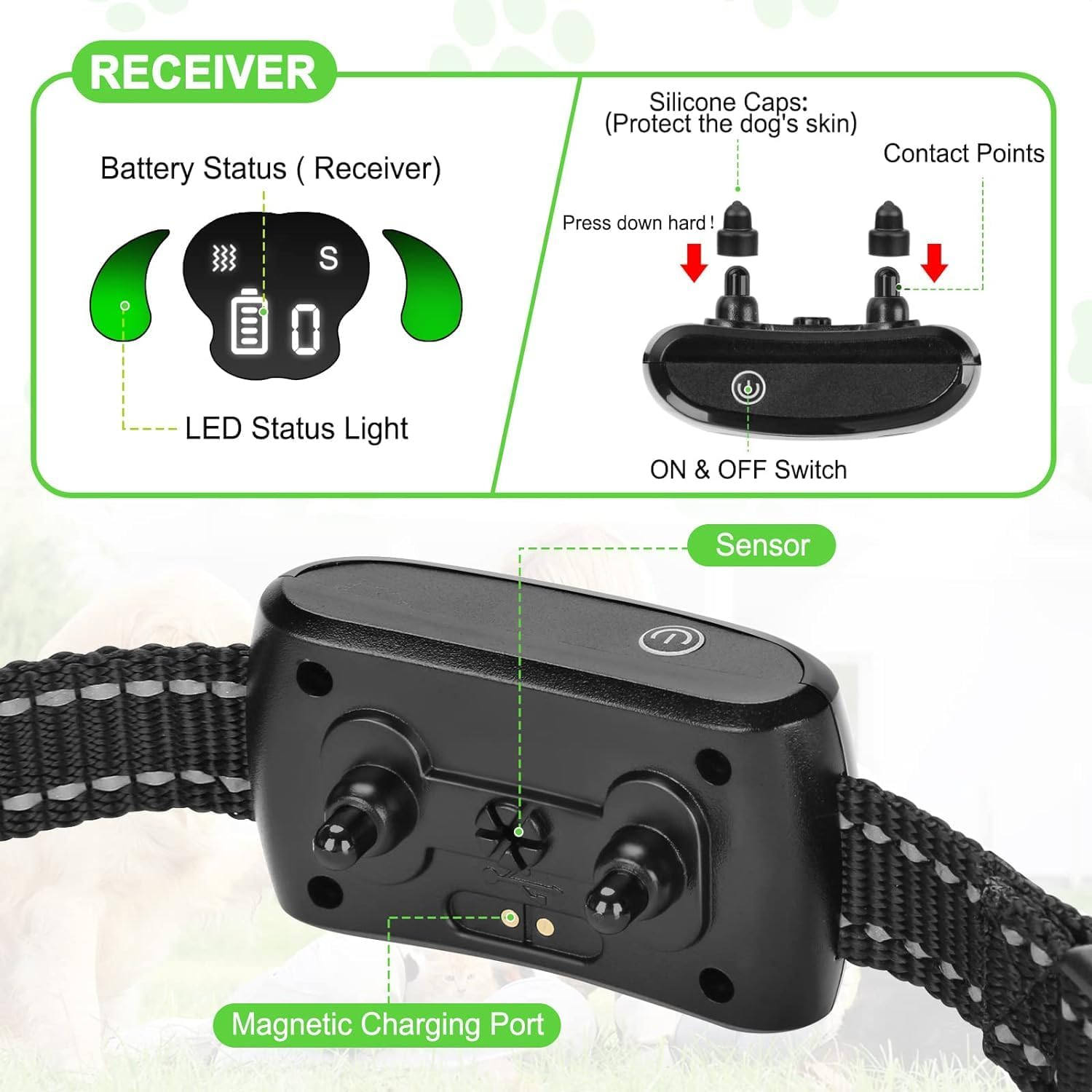 Dog Bark Collar with Remote Control - 4 Training Modes | IPX7 Waterproof, No-Shock Anti-Bark Training Collar for Small & Large Dogs - Ideal for Garden & Yard image number 4