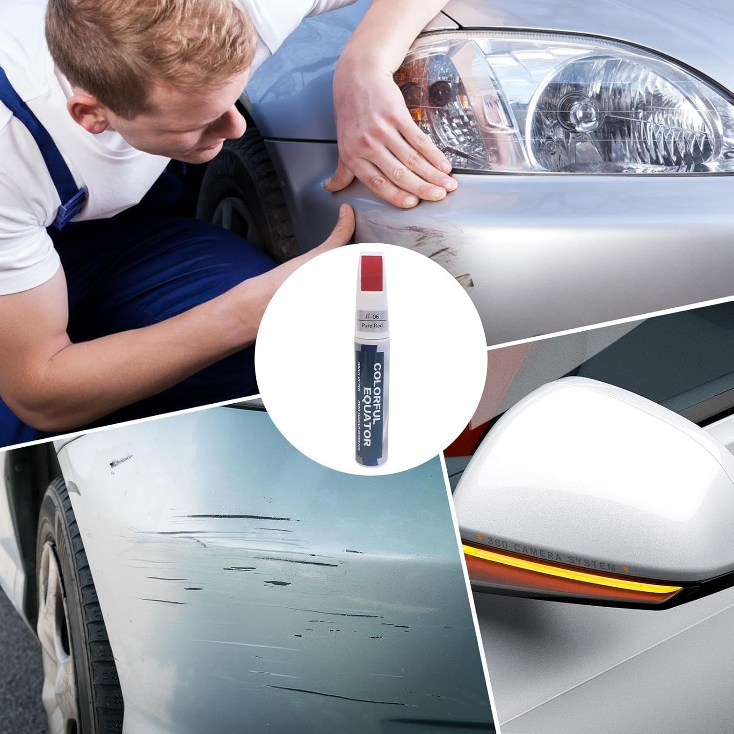 Car Scratch Repair Pen,Waterproof Portable Auto Scratch Repair Pen - Auto Paint Pen Marker, Vehicle Paint Repair Tool, Professional Car Accessories for Car Vehicle - Red image number 4