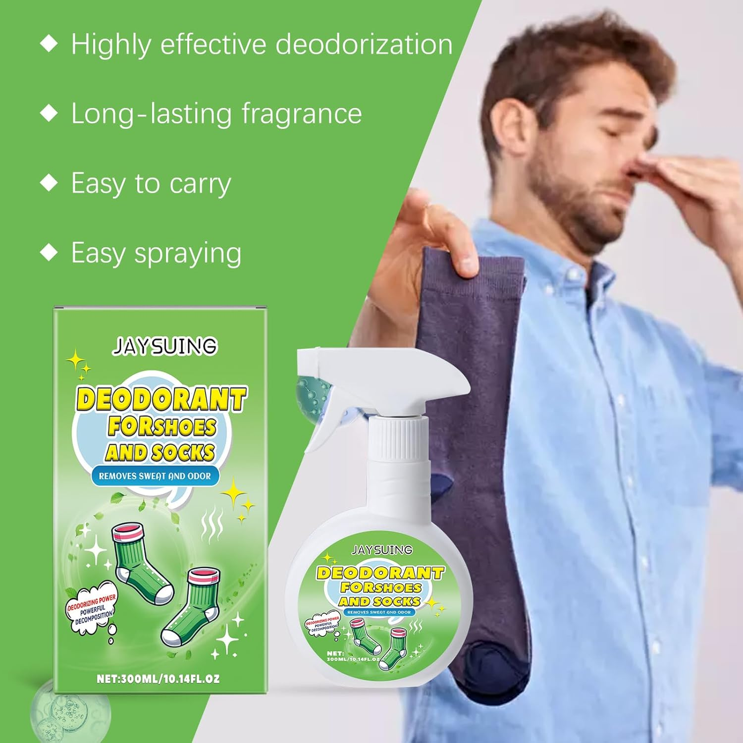 Shoe and Sock Deodorizer Spray, 300Ml, Long-Lasting Fragrance, Odour Remover