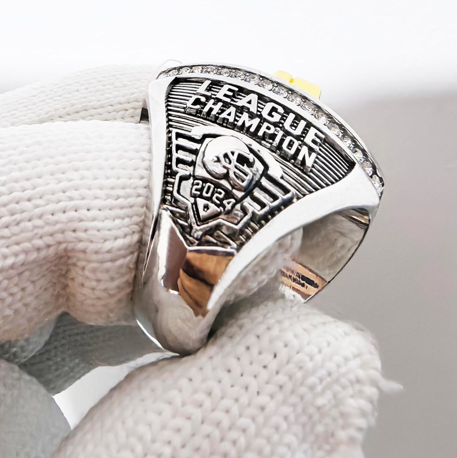 Noblehead Fantasy Football Ring 2024| Heavy FFL Champion Ring | Gold Silver Tone Plated Award Trophy for Fantasy Football League Winner