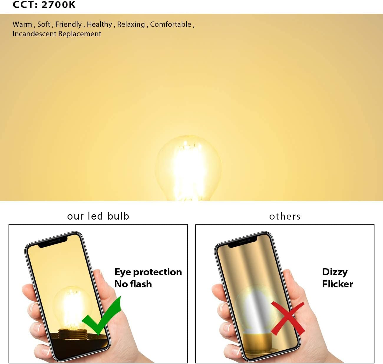 LVWIT B22 Golfball LED Bayonet Filament Bulb, 5.5W Mini B22 Led Golf Bulbs 60W Equivalent,806Lm,2700K Warm White Small Globe Bayonet,220-240V,45 * 77Mm,Non-Dimmable(6 PCS) image number 4