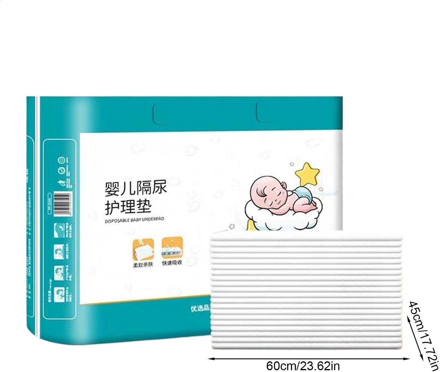 Changing Pad Liners Waterproof - 40X Baby Changing Mat | Heavy Absorbency Reusable Pads, Baby Diaper Change Pad, Waterproof Changing Pad for Girls, Boys, Parents image number 3