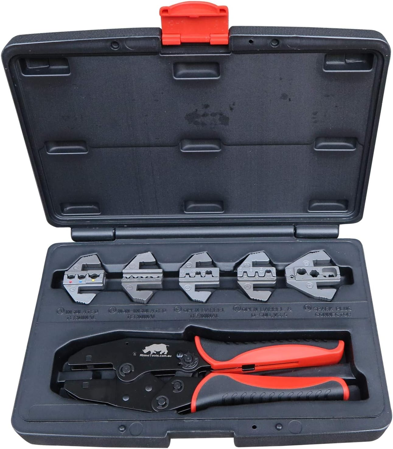 Automotive Cable Crimping Kit - 5 Die Quick Change Ratchet Crimper Includes Ignition Lead Die image number 4