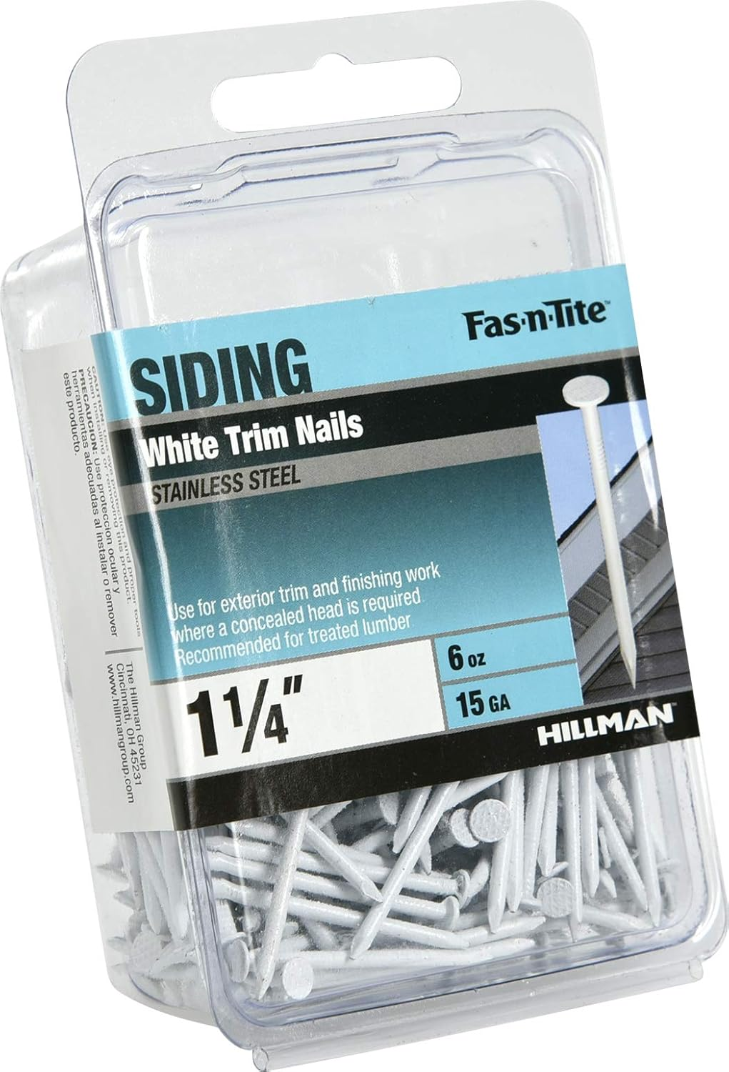 Hillman Fasteners 461819 White Painted Stainless Steel Trim Nails, 6 Oz/1.25 X 15, Silver image number 3