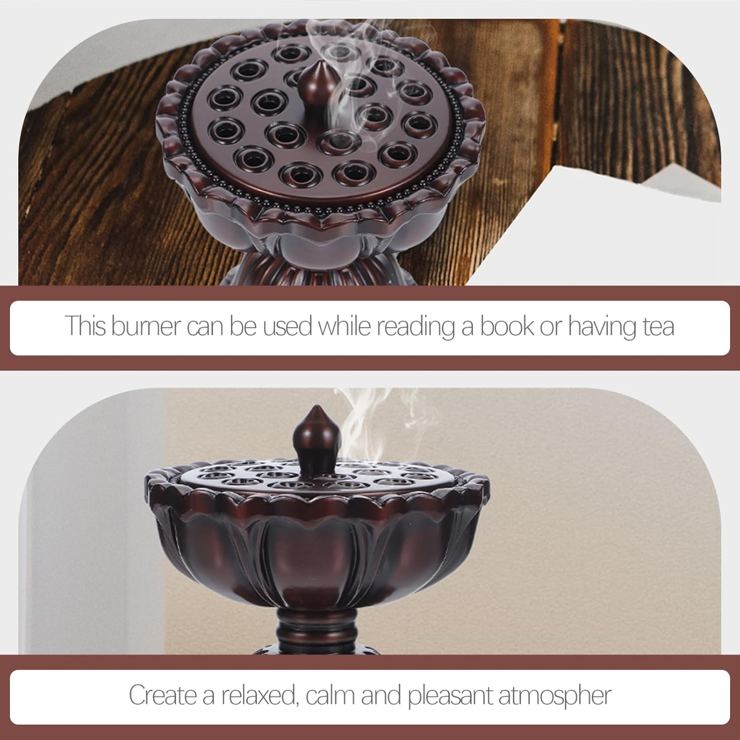 STOBAZA Unique Incense Burner Lotus Shaped Incense Holder Coils Aromatherapy Decor image number 2