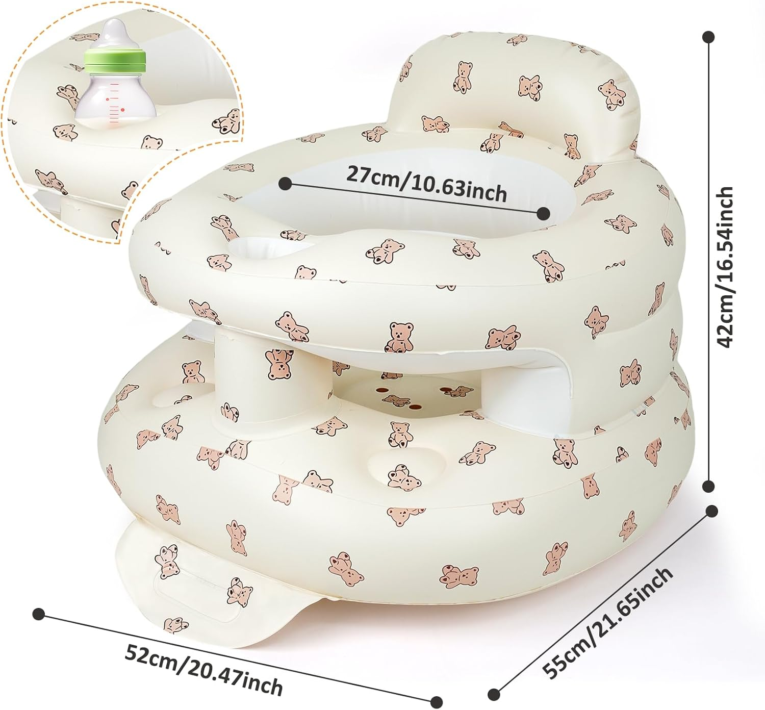 Inflatable Baby Seat Portable Baby Chair Inflatable Chair for Babies 3 Months & up Infant Back Support Baby Sofa Foldable Blow up Baby Beach High Chair with Built in Air Pump image number 2