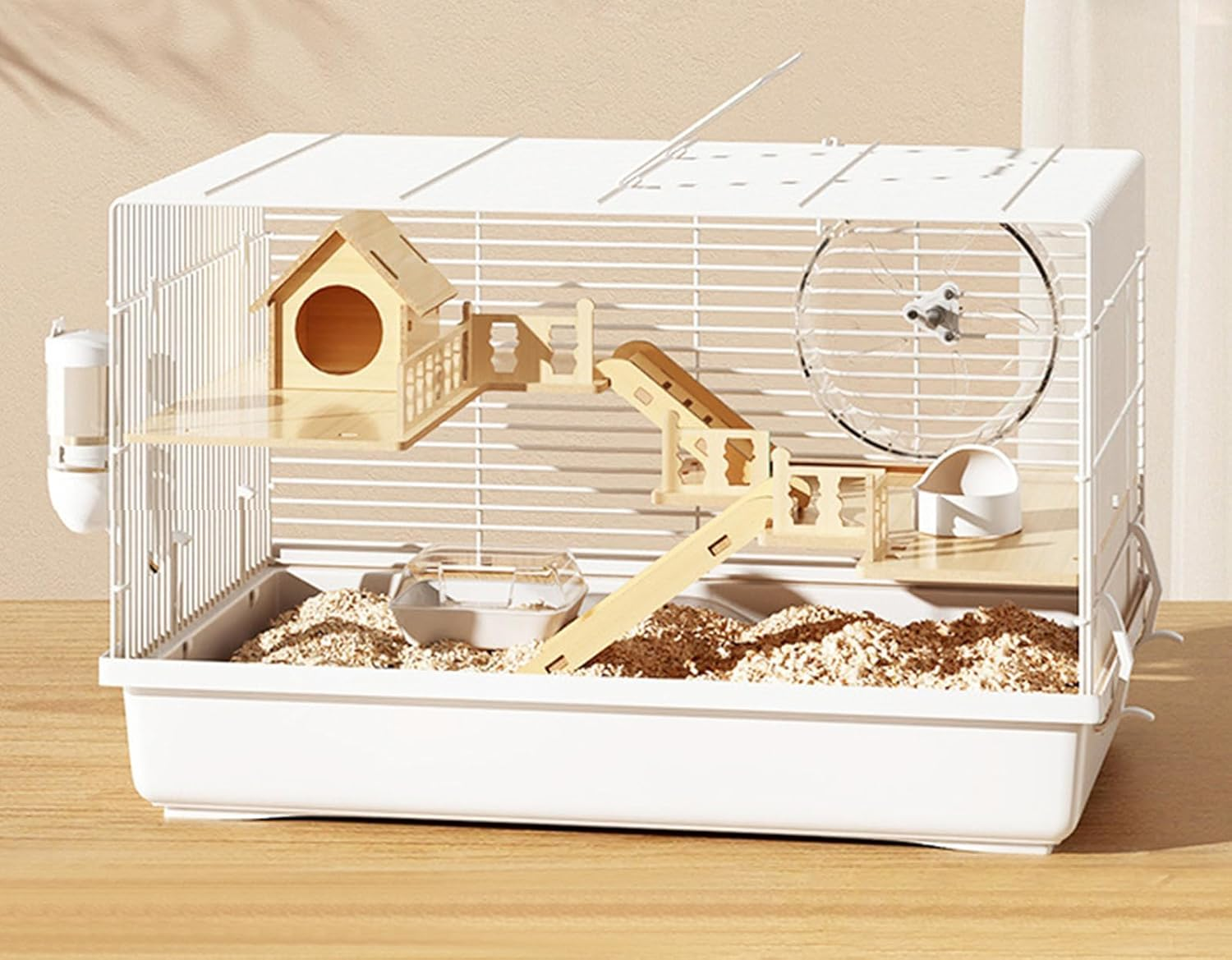 LIODUX 8 in 1 Hamster Cage, 2-Layer Luxurious Hamster House with Full Viewing, DIY Small Pet Playpen Kennel with Accessories, Habitat for Small Animals Pets (Large: 47X30X30Cm) image number 6
