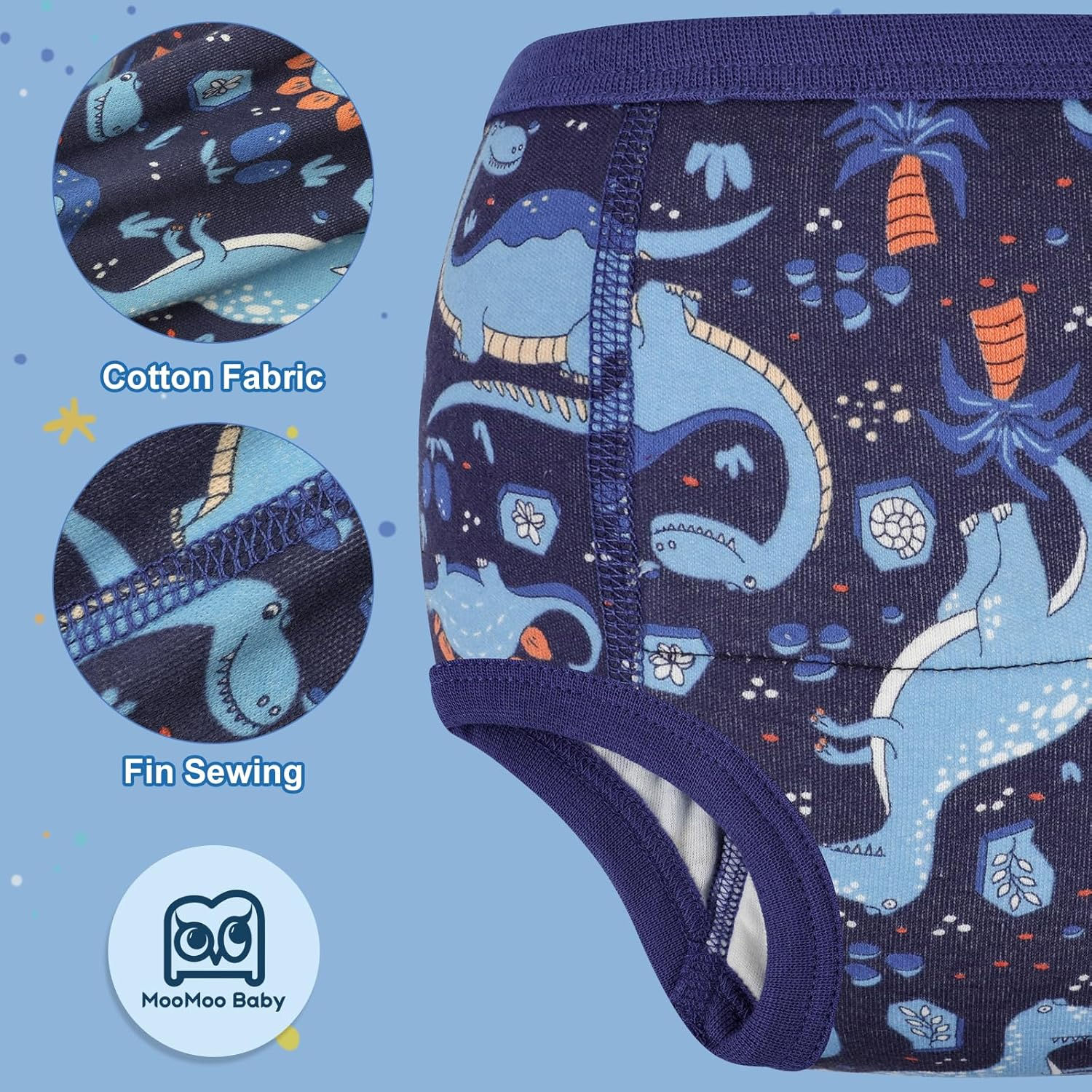 Moomoo Baby Absorbent Potty Training Underwear 6 Packs Cotton Training Pants for Boys 6T image number 3