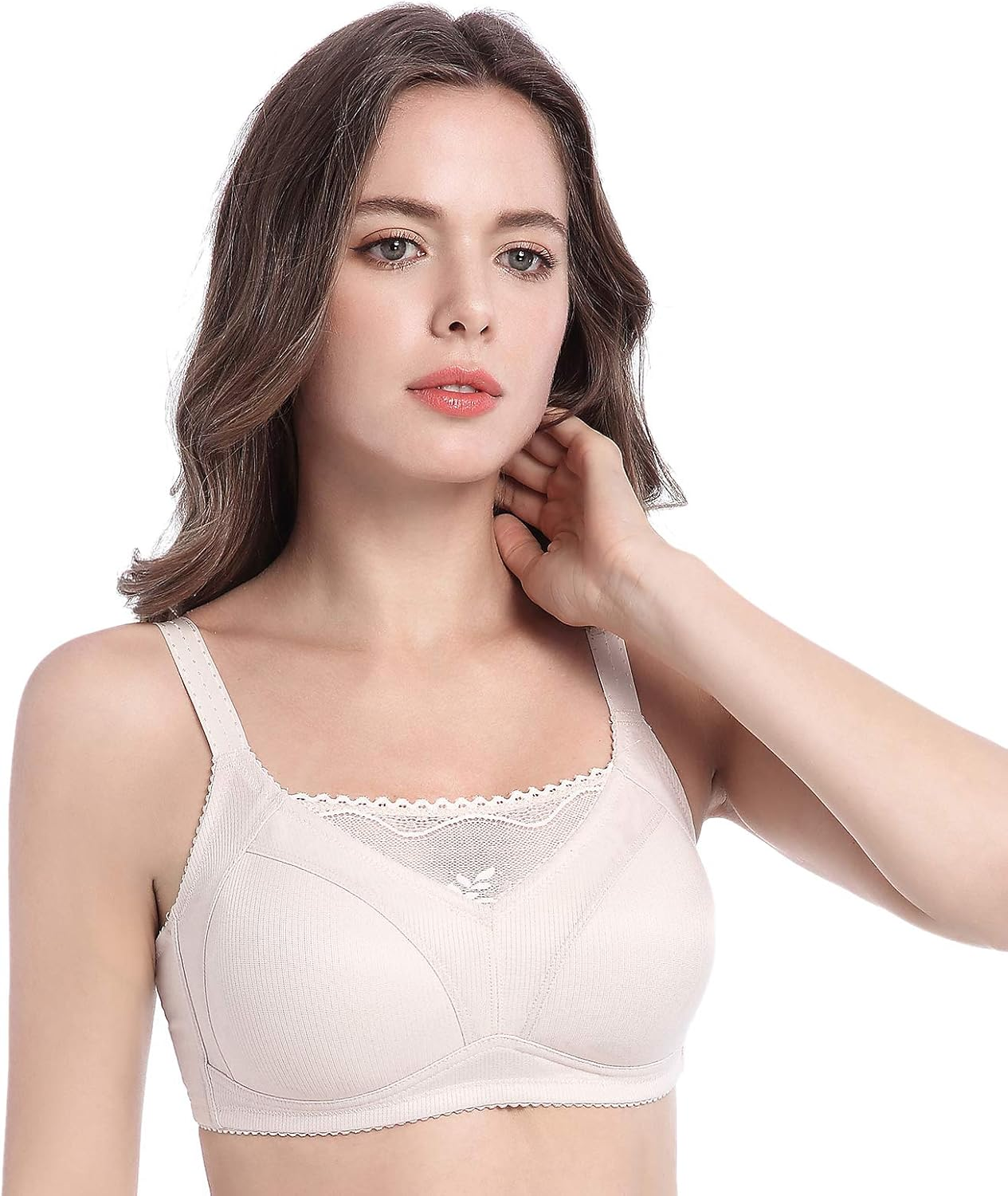 BIMEI Mastectomy Bra Pocket Bra for Silicone Breast Forms Comfortable Underwear Wire-Free Bra Lightly Padded Molded Cups8909Li