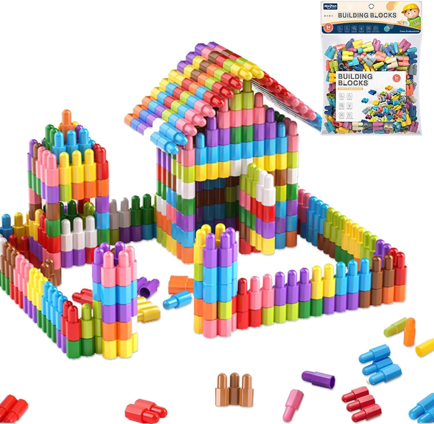 Cawtiuly Kids 160Pcs Building Blocks Set Educational STEM Building Toy, Construction Block Toys Set Learning Playset Kit for Boys Girls, Child Brain Development Preschool Kindergarten Toy Age 3+