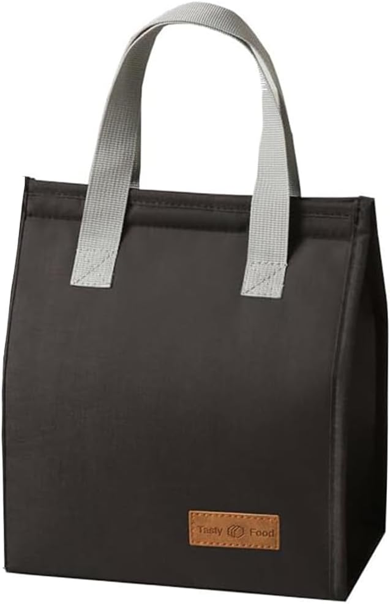 FRAINBOWZ Ladies Men'S Lunch Bag Simple Thermal Bag,Reusable Insulated Leak Proof Lunch Box Tote Bag, Adult Cooler Bag, Work School Picnic Travel Cooler Bag (Black)