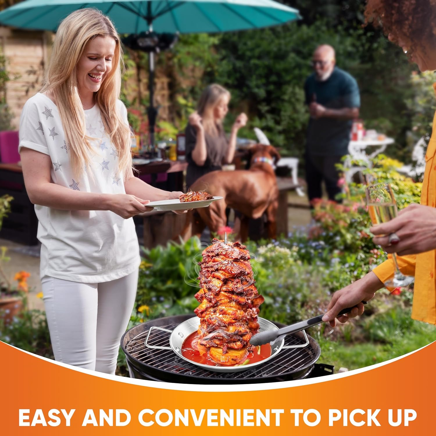 Stainless Steel Al Pastor Vertical Skewer Set for Grill &ndash; Brazilian Spit Stand with 3 Removable Skewers (8&rdquo;, 10&rdquo;, 12&rdquo;) & Brushes, Perfect for Tacos Al Pastor, Shawarma, Kebabs, Smoker, Oven, BBQ image number 5