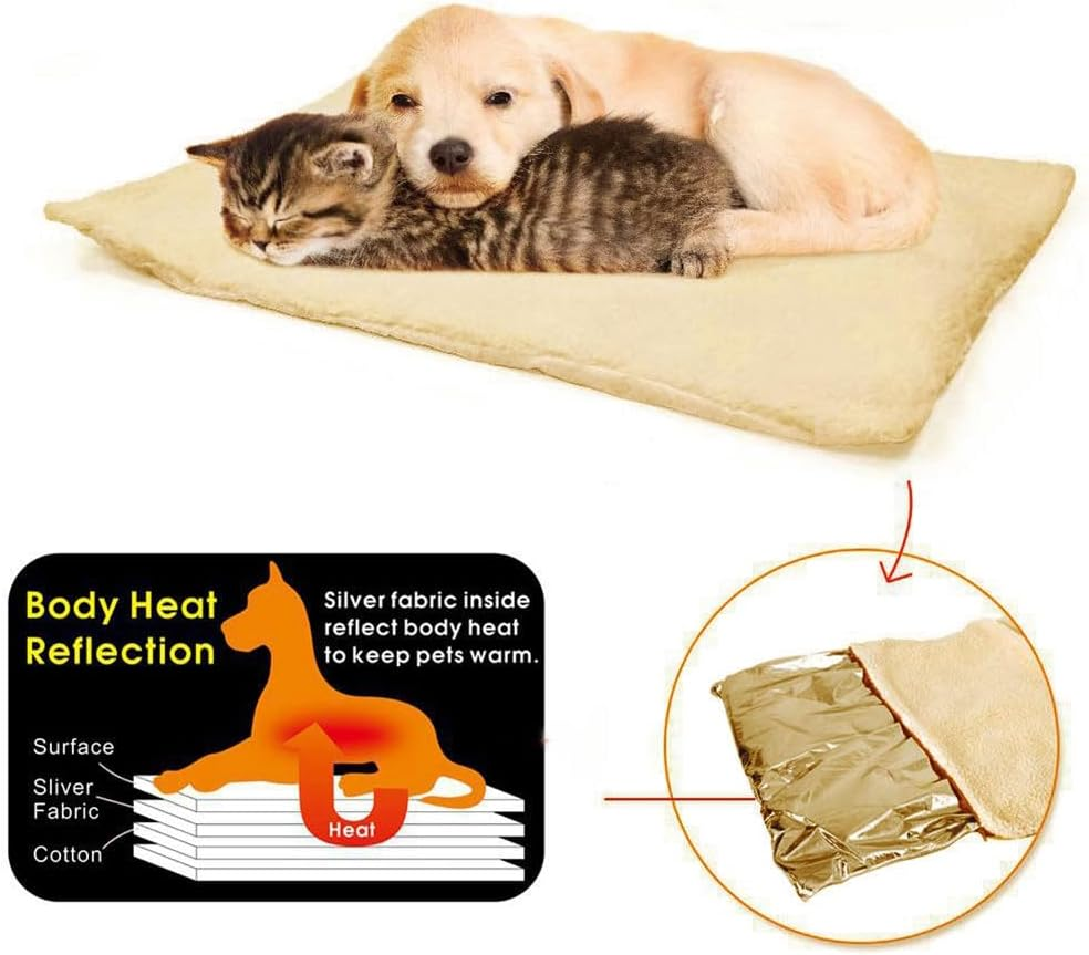 Self-Heating Cat Blanket, Self-Heating Blanket for Cats and Dogs, Electric Blanket Cat, Self-Warming Cat Blanket 60 X 45 Cm, Heat Blanket for Cats and Dogs, Washable (Beige Colour) image number 2