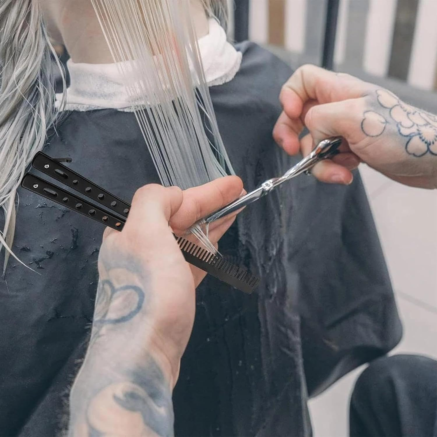 JYTDBCS Butterfly Comb, Foldable Hair Comb, Beard Comb, Practice Butterfly Comb, Flipping Trick Comb, Stainless Steel Hair Comb, Butterfly Hair Comb for Beginner, Salon Beauty Tool, for Trainer Lover image number 4