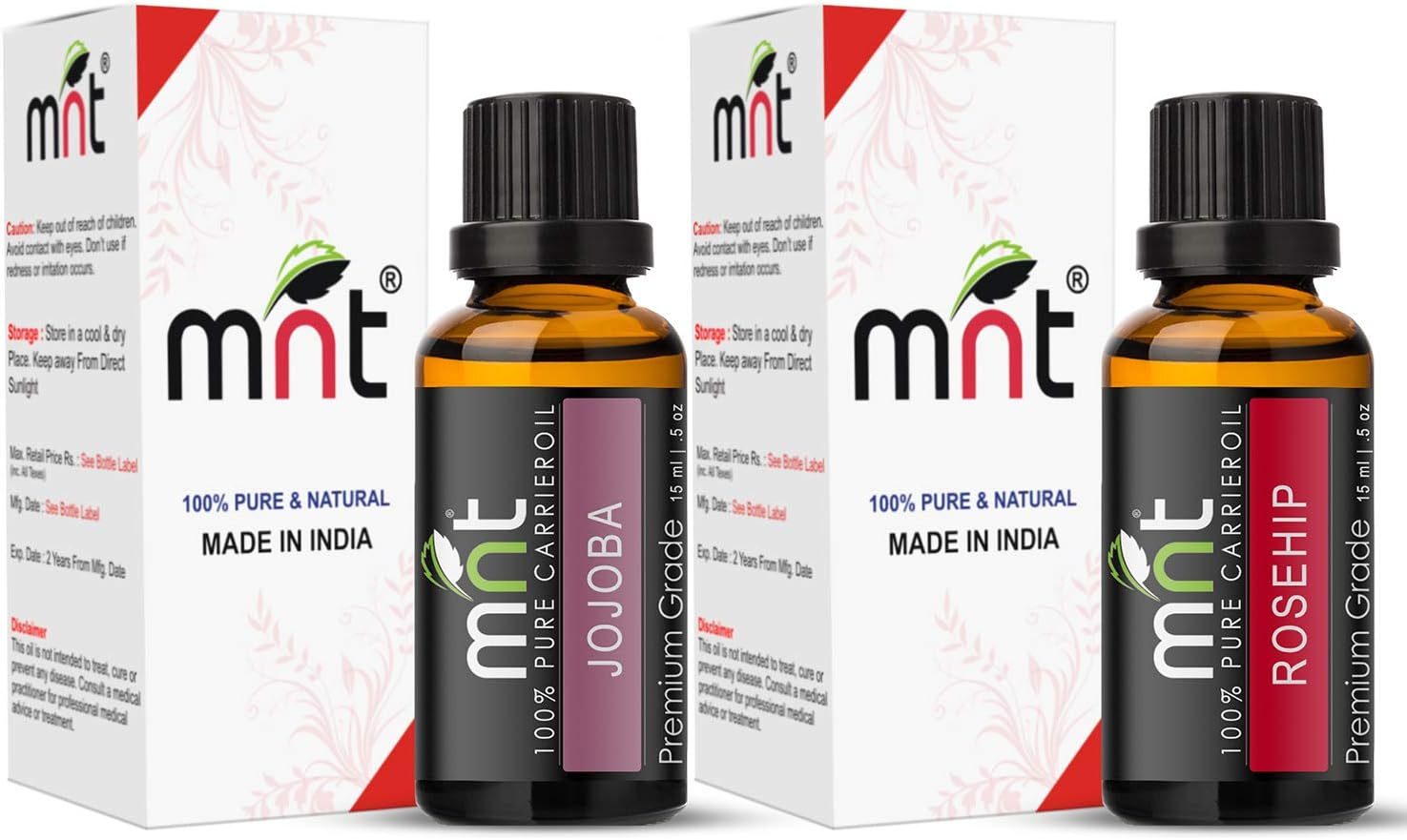 MNT Combo of Jojoba Oil and Rosehip Oil for Hair Growth, Skin Care (Each 15ML) - 100% Pure Natural Oil image number 2