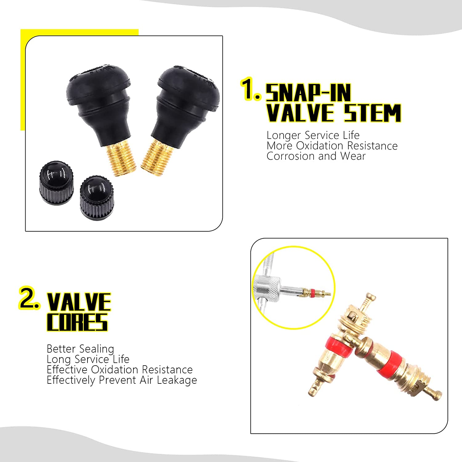 57 Pcs Tire Spoons Motorcycle Tire Changing Tools, Bike Tire Iron Levers Repair Kit with Pure Copper Valve Stem Cores,Rim Protectors, Valve Core Remover for Motorcycle ATV Lawn Mower image number 6