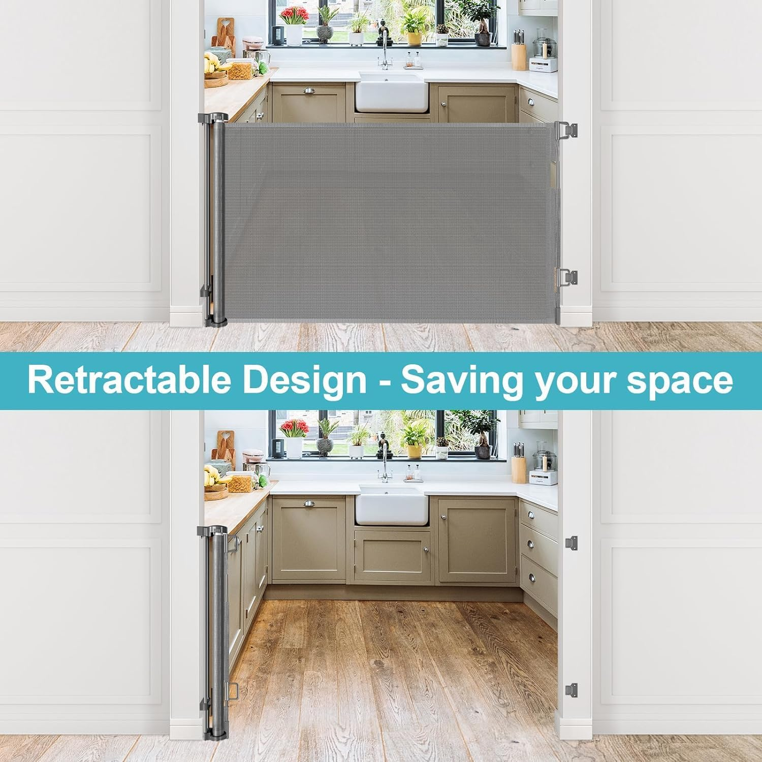 WOMHOM 120 Inch Extra Wide Baby Gate for Large Opening Retractable Baby Gates Extra Long Dog Gate for the House Pet Gates for Dogs image number 7