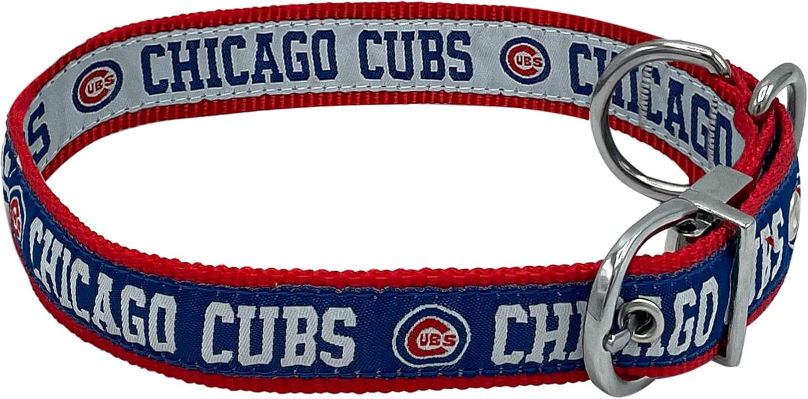 Chicago Cubs Reversible MLB Dog Collar, Large. Premium Home & Away Two-Sided Pet Collar Adjustable with Metal Buckle. Your Favorite MLB Baseball Team with a Unique Design on Each Side! Dogs & Cats image number 6