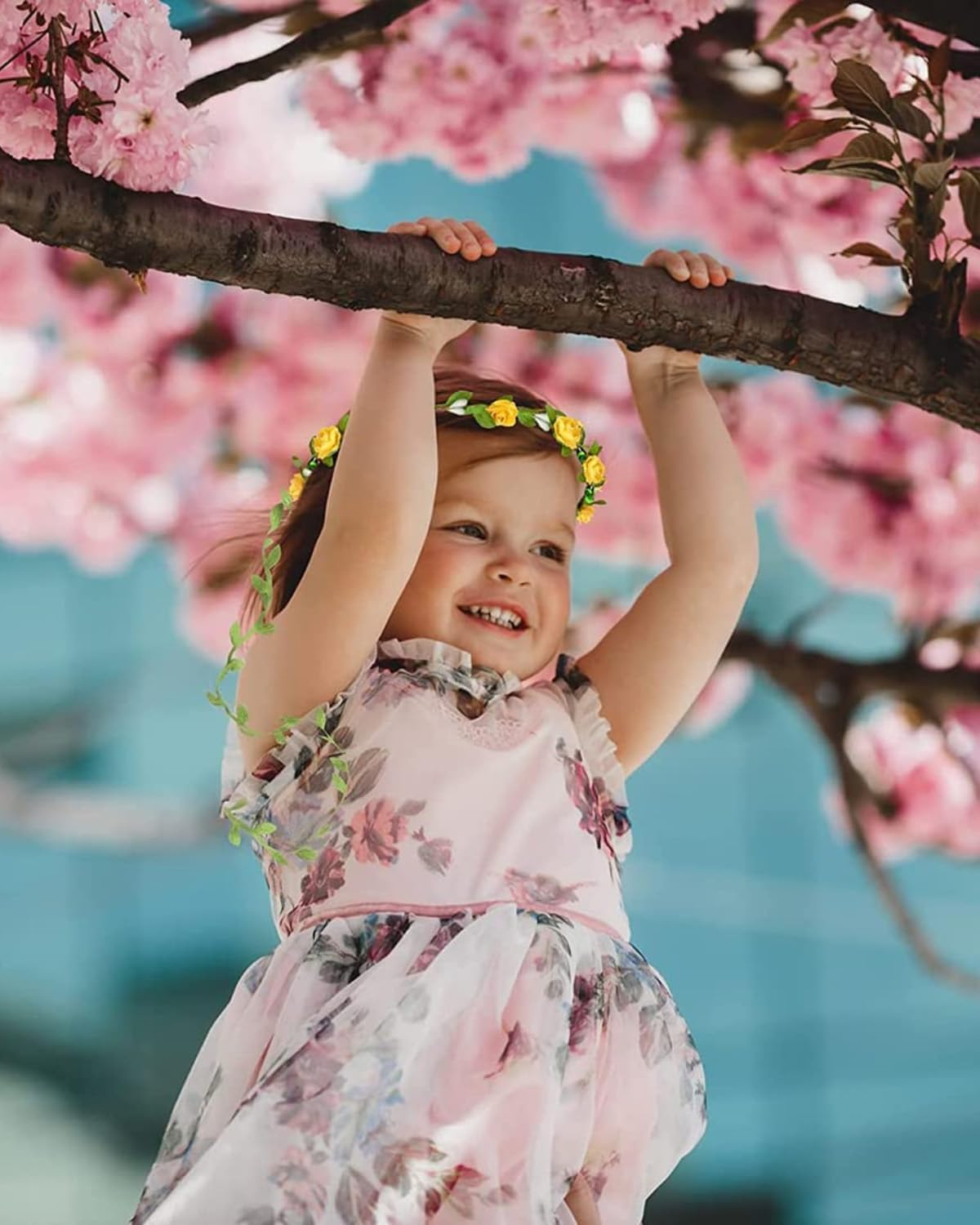 WUNZILO 8 Pcs Flower Wreath Flower Crown Girls Multicoloured Bohemian Floral Garland Headdress Headband Hair Band for Birthday Party Wedding Bride Bridesmaid