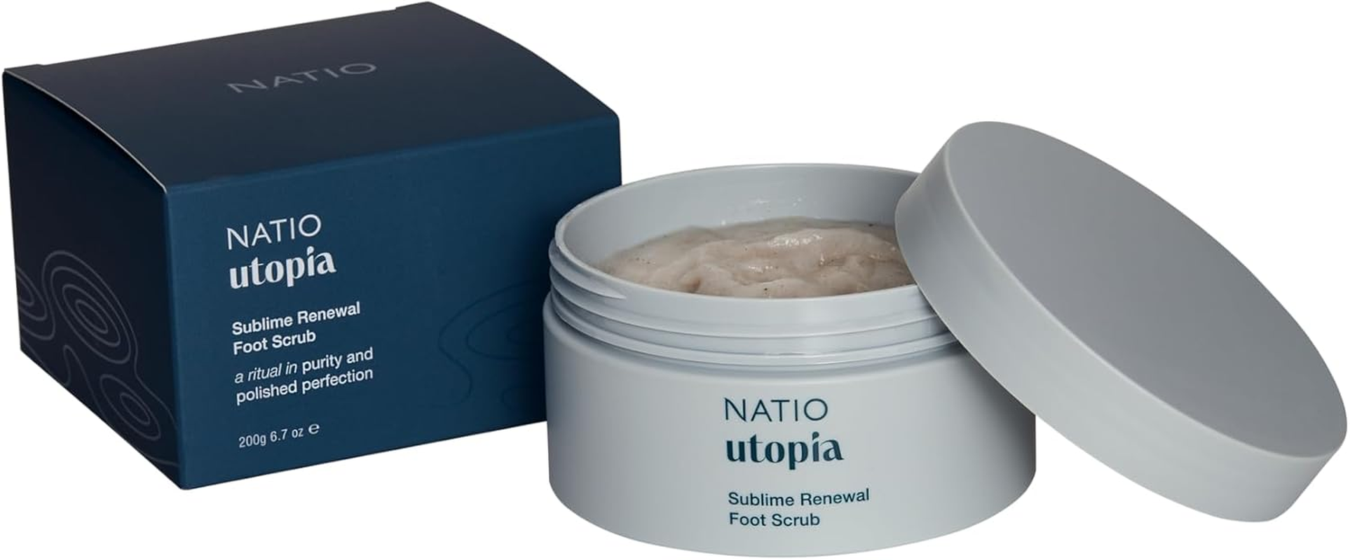 Natio Australia Utopia Sublime Renewal Foot Scrub - Pumice, Olive Oil, Coconut, Peppermint, Orange, Grapefruit & Rosemary - Vegan Friendly & Made in Australia image number 5