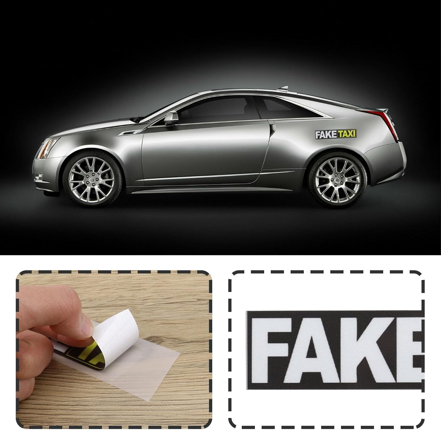 LT Easiyl 4Pcs Fake Taxi Sticker Car Sticker Waterproof Self Adhesive Sticker Cartoon Sticker Decoration for Caravan Car Bus Motorcycle Electric Car, White image number 4