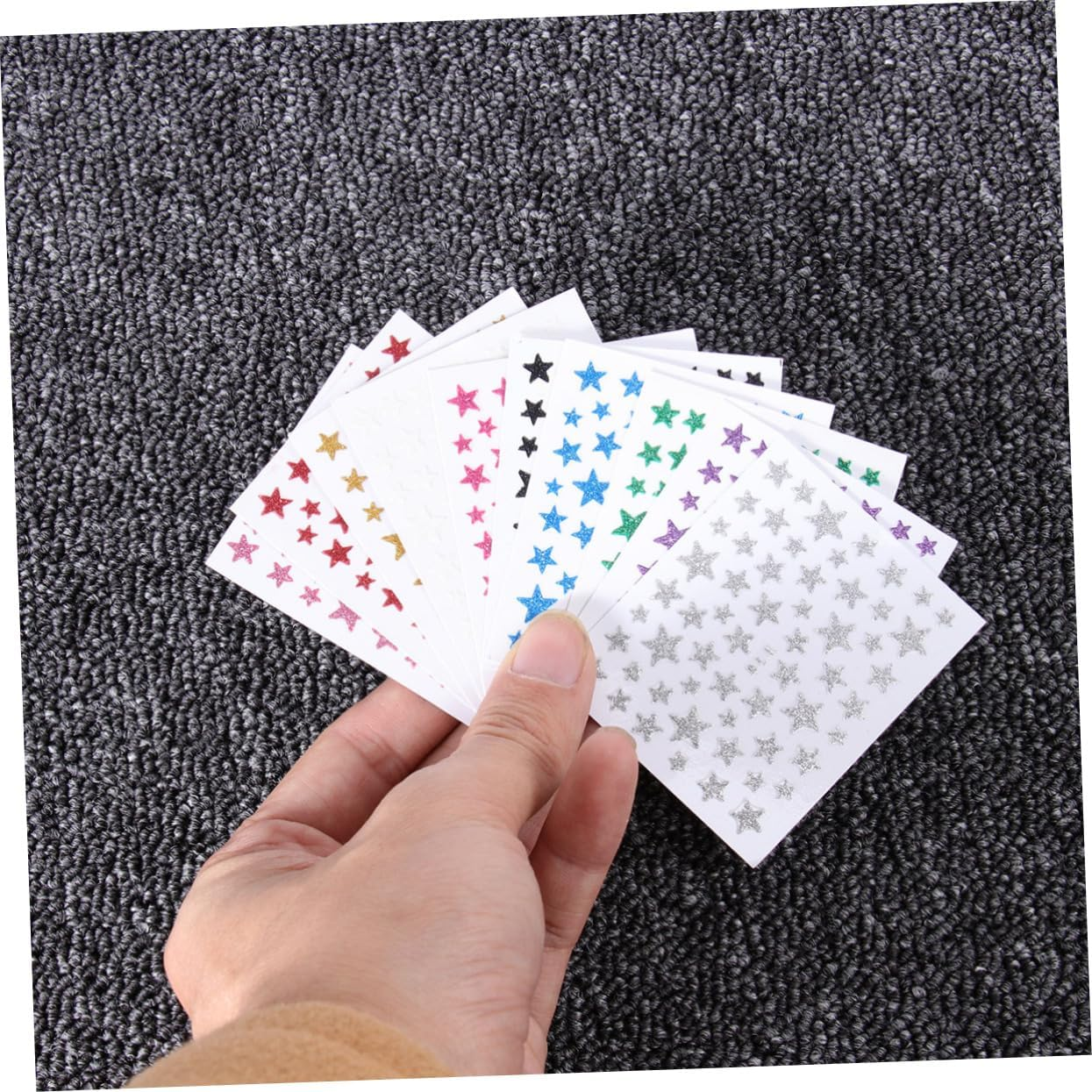 Healeved 10 Sheet Glitter Star Nail Art Sticker Pretty Chic Self Adhesive Decal Decoration Nail Decor for Women image number 3