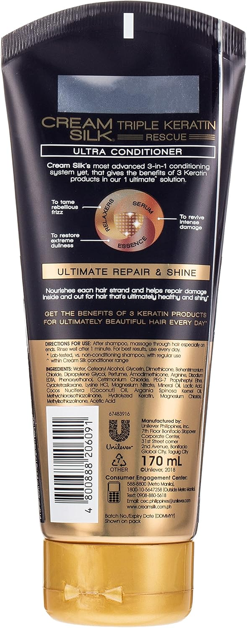 CREAMSILK Triple Keratin Rescue, Ultimate Repair & Shine, 170Ml/5.75 Fl Oz