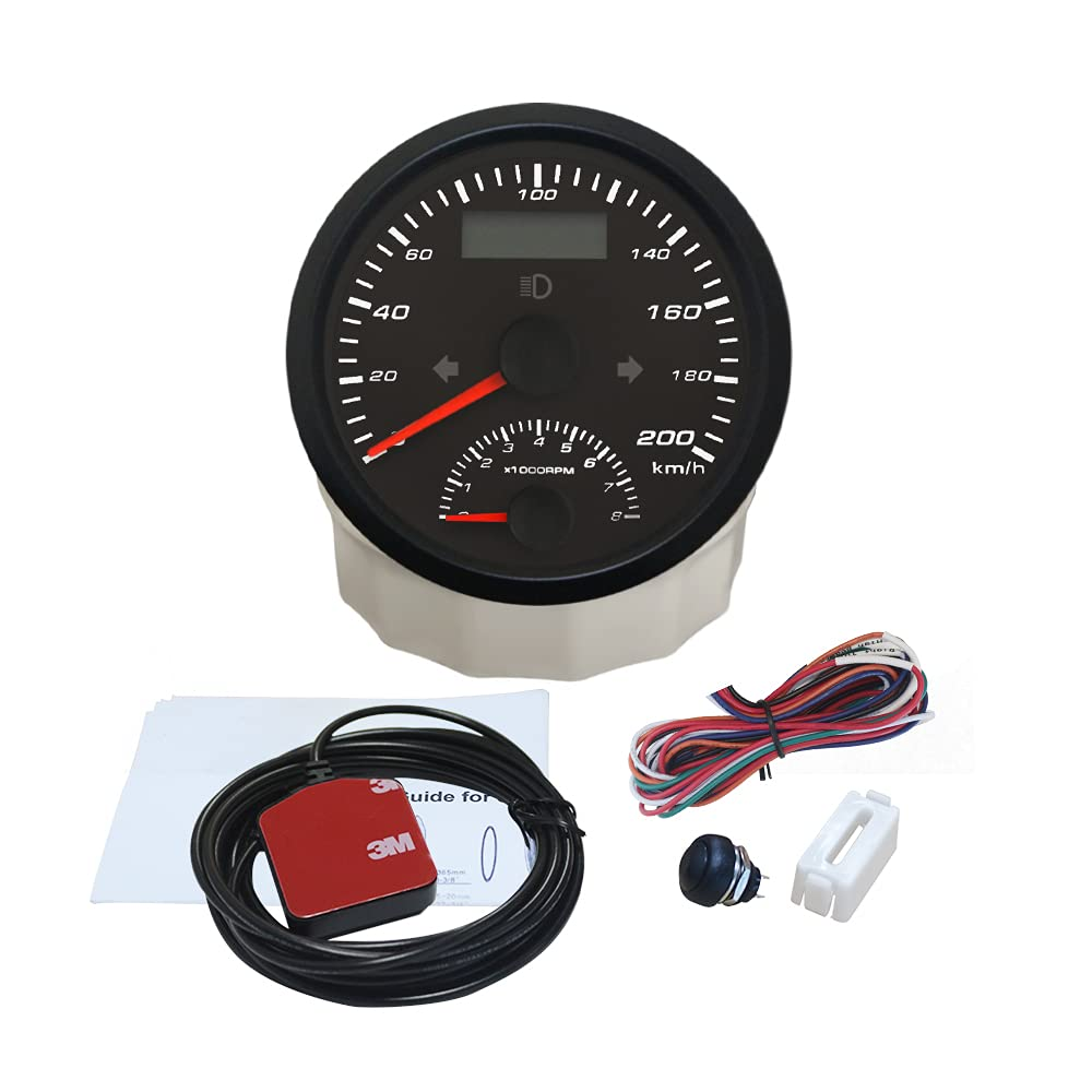 ELING 85Mm 2In1 GPS Speedometer with Tachometer 0-200KM/H 8000RPM with Backlight for Car Motorcycle ATV UTV image number 2