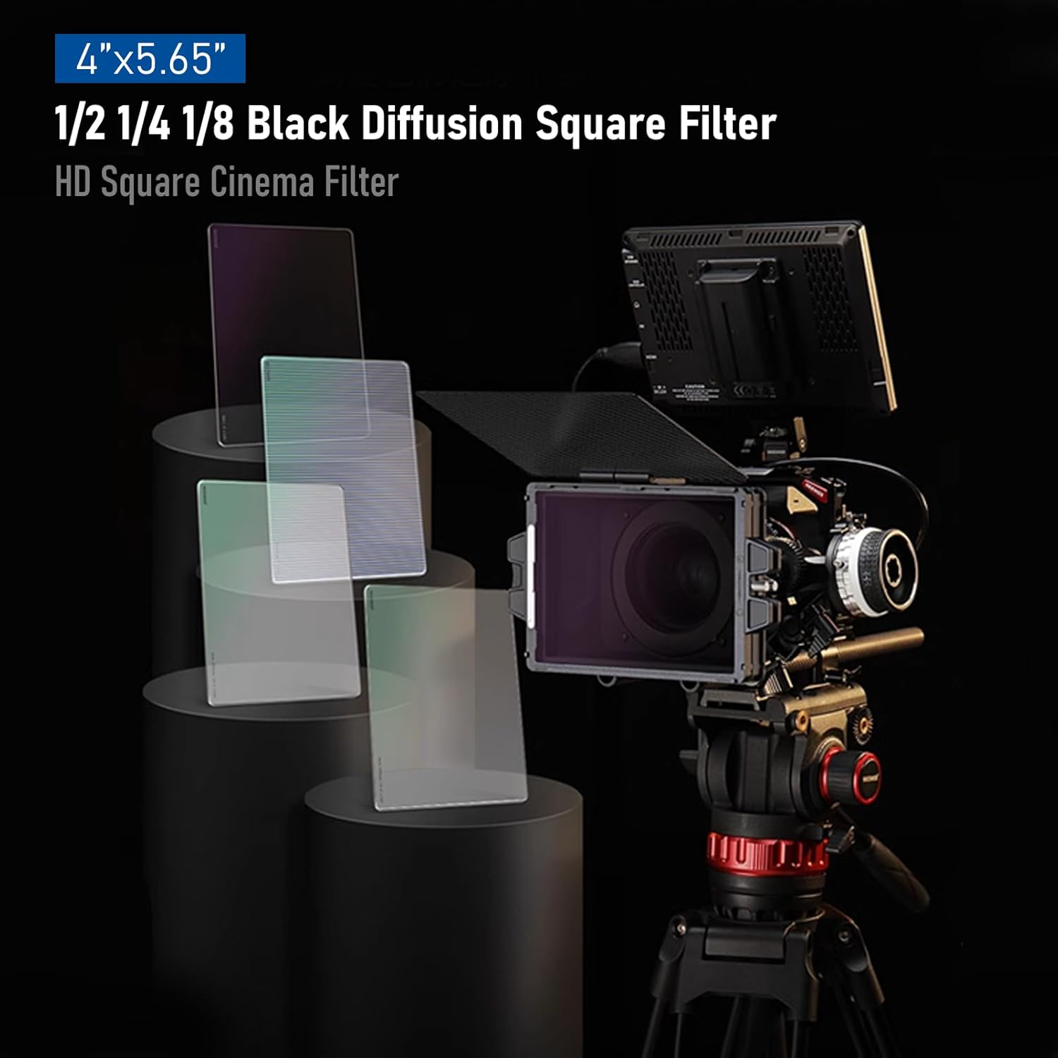 4'' X 5.65'' Black Diffusion Square Filter, Optical Glass Cinema Mist Diffuison Filter, Mist Dreamy Cinematic Effect for SMALLRIG 4 X 5.65 Matte Box (1/8) image number 3