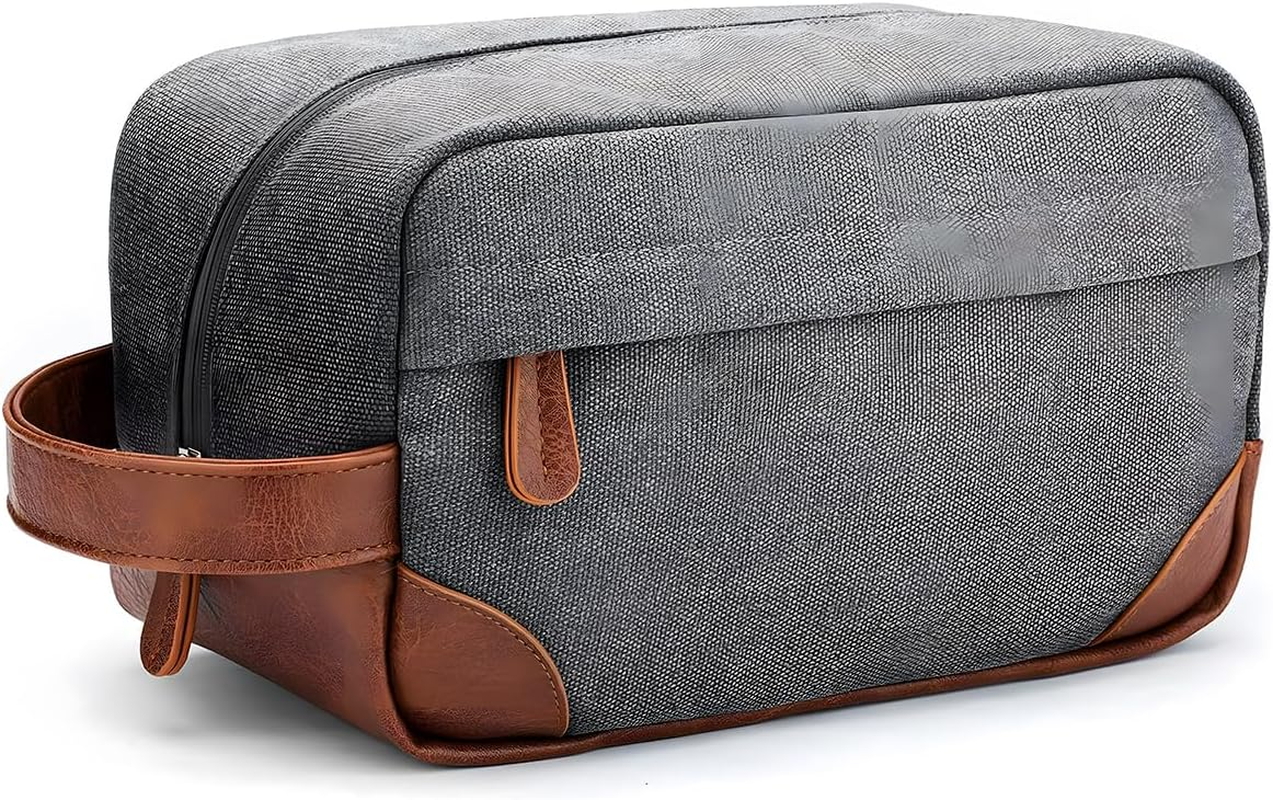JZS Toiletry Bag for Men, Canvas Water Resistant Toiletry Bags, Dopp Kit Travel Bathroom Bag