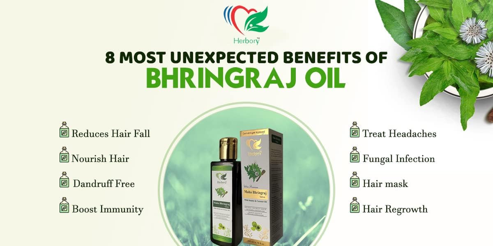 Herbory Mahabhringraj Tailam Anti-Dandruff Hair Oil for Unisex - 200Ml image number 4