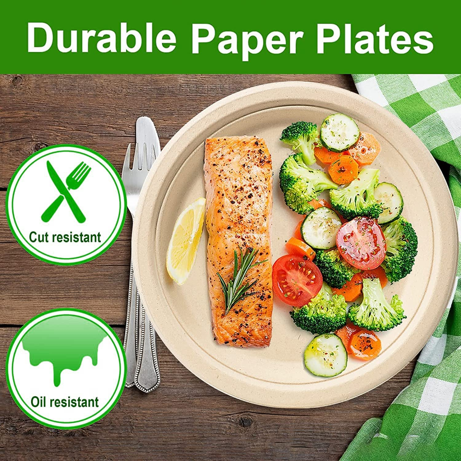 23 Cm Paper Plates, 125 Pack Disposable Plate, 100% Compostable Lunch or Dinner Size Biodegradable Plate image number 4