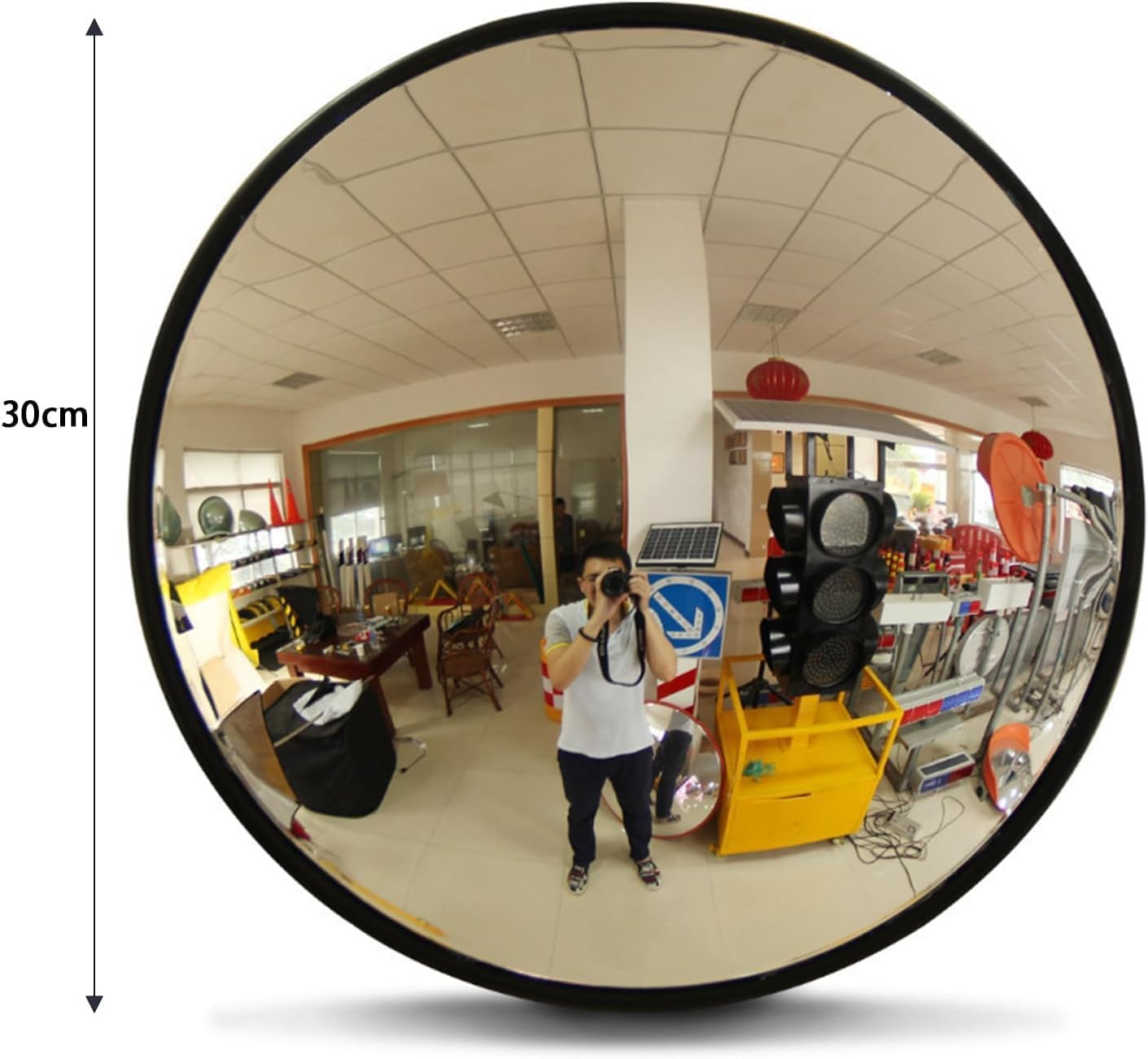 Limcryspp 12 Inch Convex Mirror, Traffic Safety Blind Spot Mirror, Wall Mounted Garage Safety Mirror, Clear Line of Sight (Black) image number 3