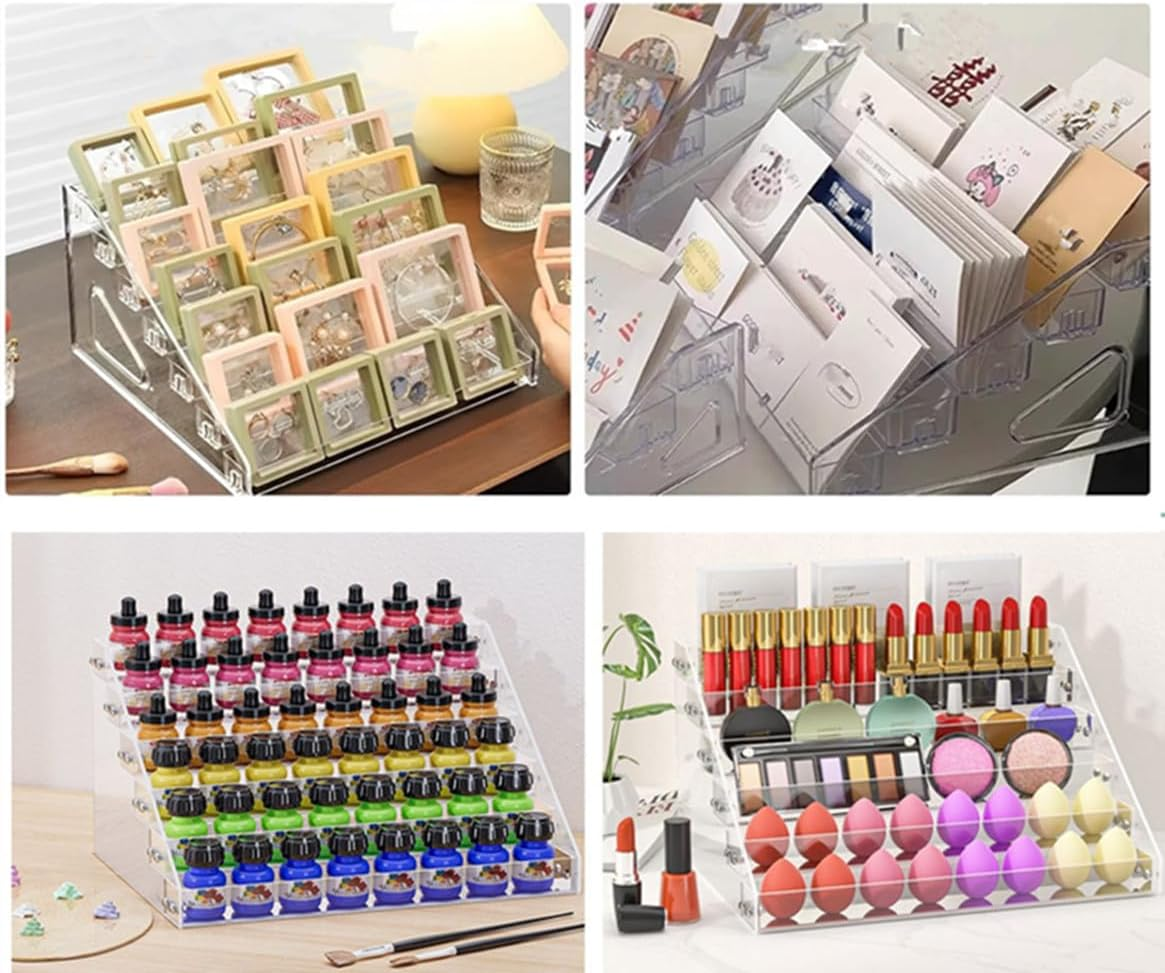 6-Layer Acrylic Nail Polish Organizer Rack,Nail Polish Organizer,Can Store Eye Shadow Tray, Cosmetics, Sunglasses Display Rack, Nail Polish Display Rack,Clear image number 3