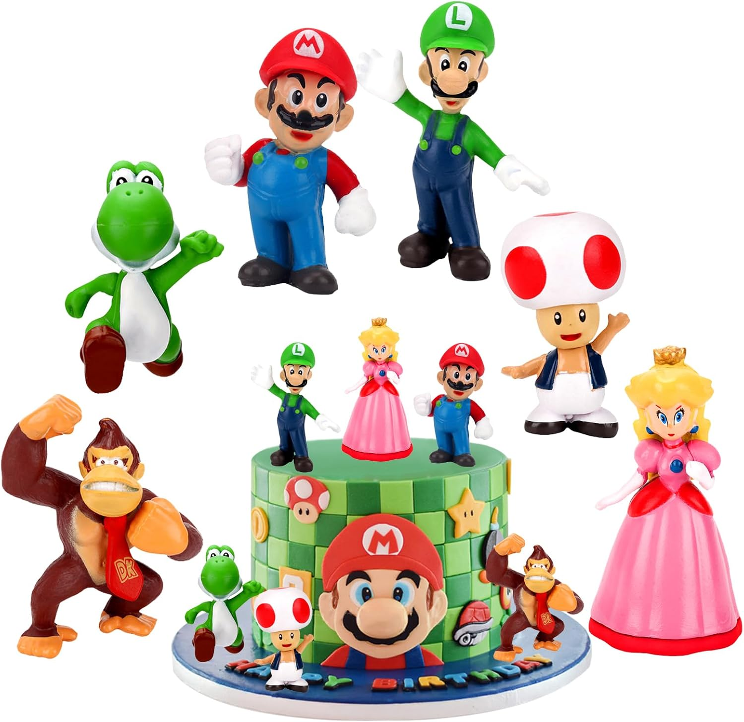 Cartoon Cake Decoration Figures Pack of 6 Cake Decoration Birthday 3D Cake Topper for Children'S Birthday Party, Theme Decorating, Baby Shower