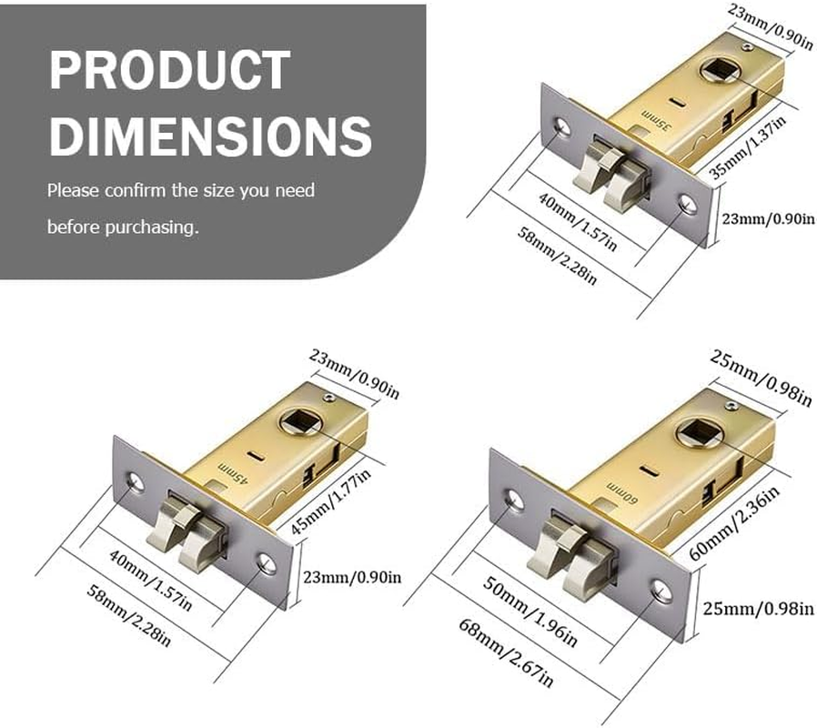 60Mm Mute Tubular Mortice Latch with Stainless Steel Faceplate for Internal Doors, Fits Lever Handles image number 2