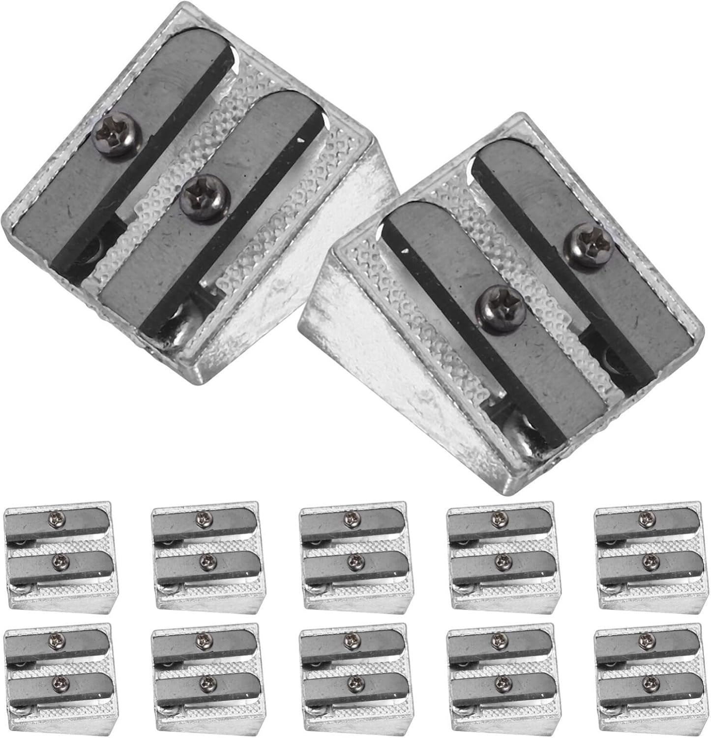 SEWACC 12Pcs Aluminum Alloy Manual Pencil Sharpeners Double Handheld Design for School Office Supplies and Stylish with Thickness for Smooth Sharpening Effect image number 5