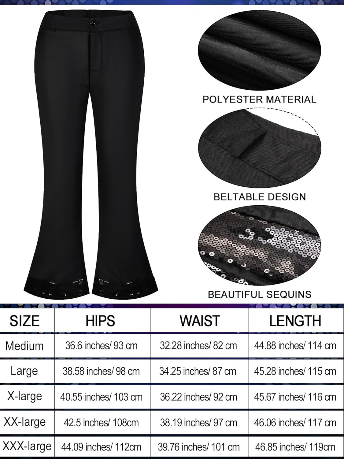 Slowton Men'S 70S Disco Costume - 1970S Vintage Floral Shirt & Flared Trousers Two Piece for Disco Party, Stage Performance Costume Set, Disco Accessories for Halloween Party, Hippies Outfits for Men image number 7