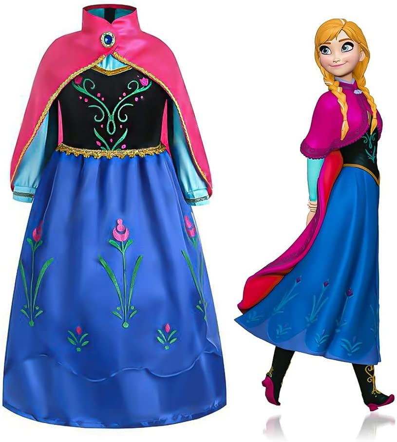 AUTOWT Princess Costume for Girls, Toddler Princess Cosplay Dress up with Cape, Halloween Cosplay Christmas Birthday Party Snow Princess Queen Gown Costume, Aged 3-8 image number 6