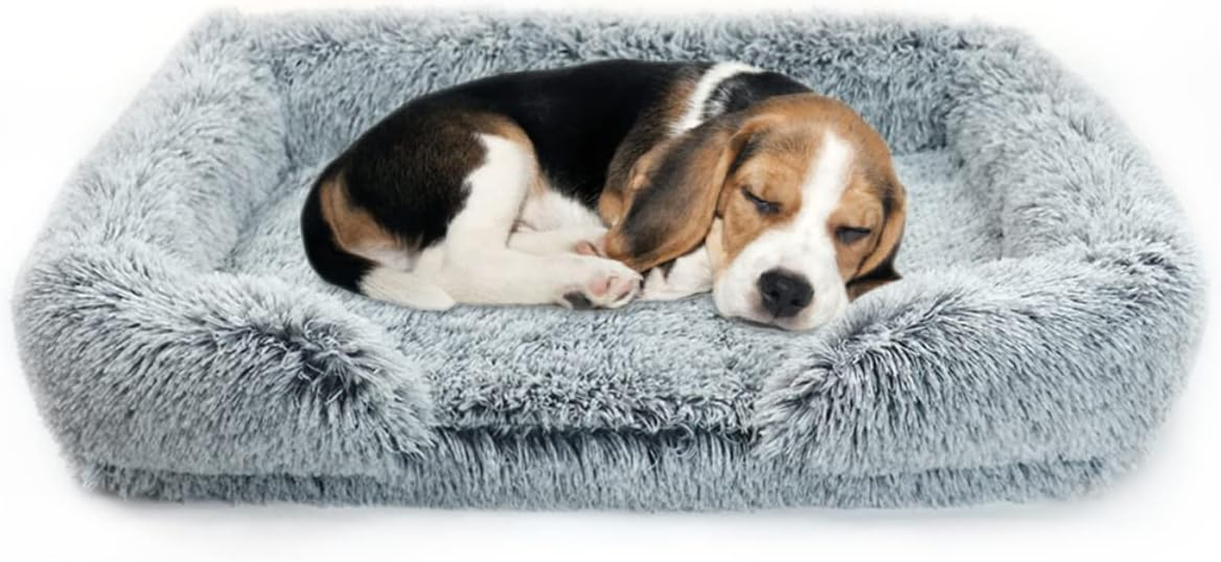 RICHRAIN Winter Warm Pet Dog Sofa Bed Furffy Calming Deep Sleeping Cat Bed Plush Pet Armchair Cozy Momery Foam Pet Nest with Zipper Washable Cover (M 50X40Cm,Grey)