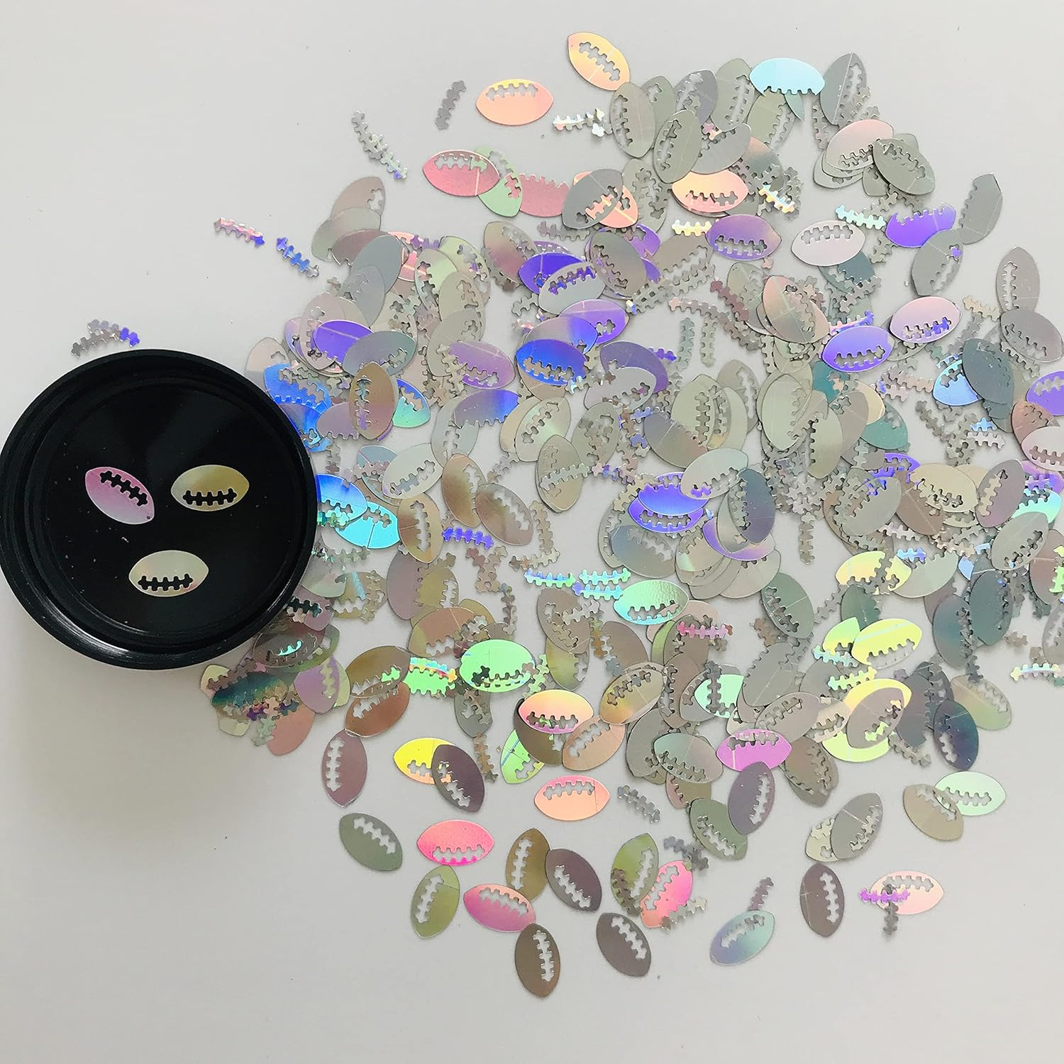 10 Grams/Pack - Sliver Holographic Football Rugby Ball Shape Glitter - Festival Rave Beauty Makeup Face Body Nail Art Decoration LB100 image number 4