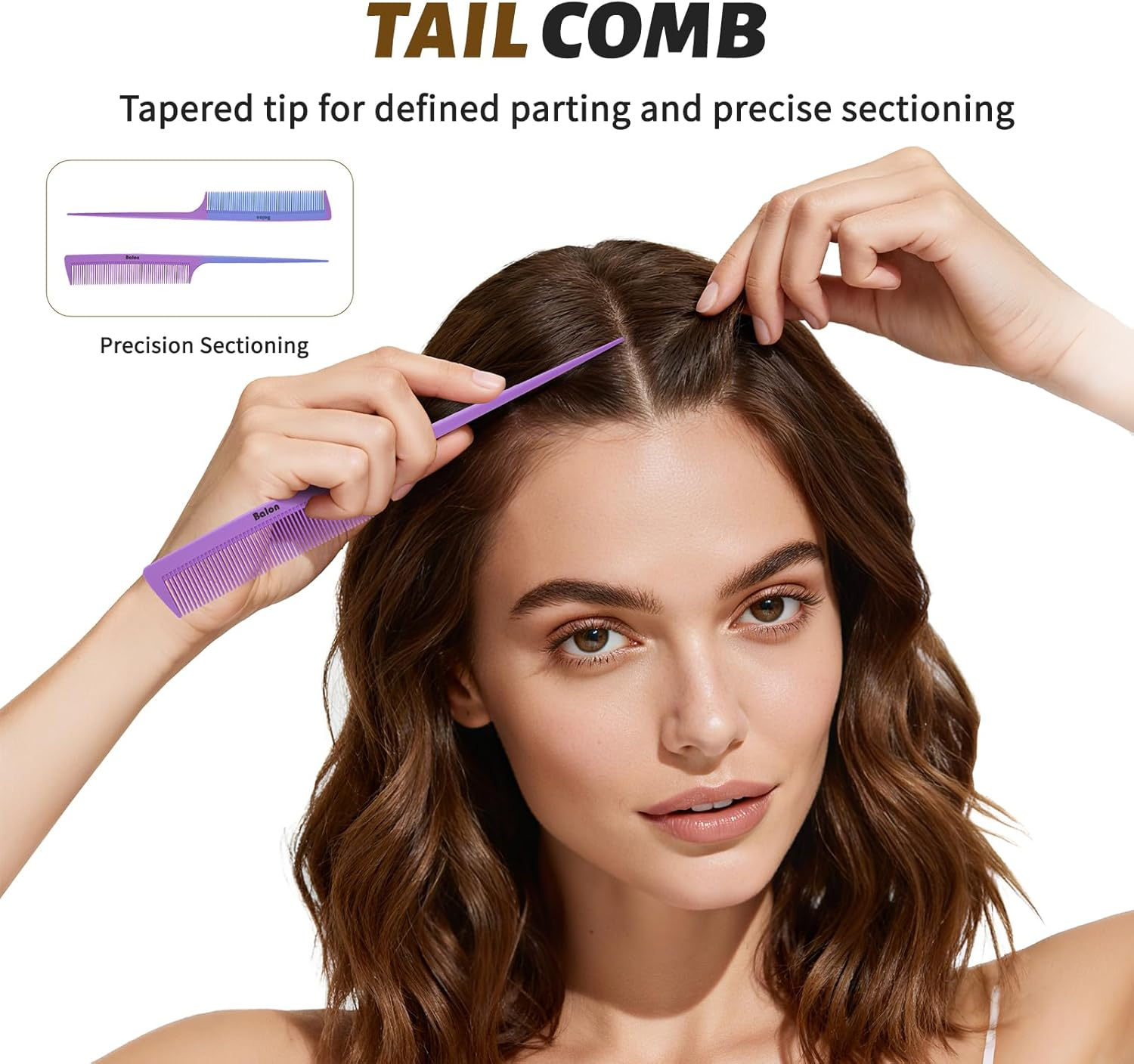 (Purple) - 4Pcs Hair Brush Women, Hair Comb for Women and Detangling Paddle Brush, Great on Wet or Dry Hair, No More Tangle Hair Brush Set for Straight Long Thick Curly Natural Hair (Purple) - Black image number 5