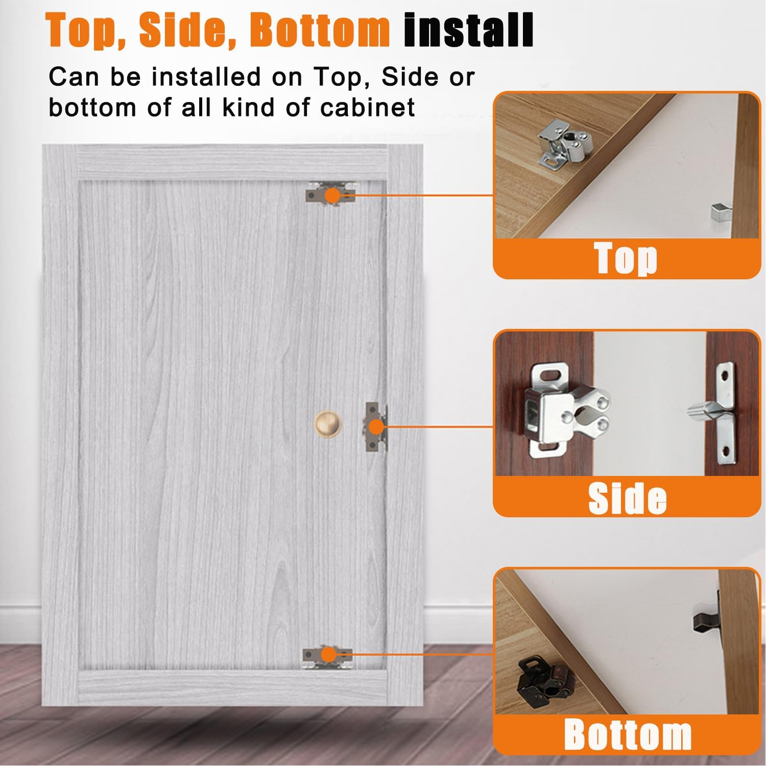 4 PCS Cabinet Latch Double Roller Catch Hardware for Cupboard Closet Kitchen Cabinet Door Latches and Catches,Closure Hardware for Cupboard and Closet Door Closing