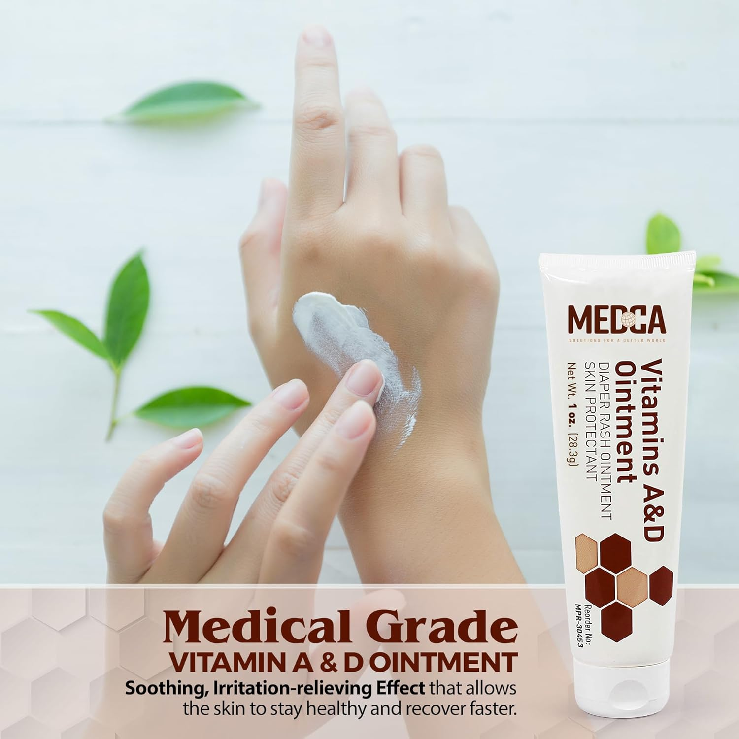 Medca Vitamin a & D Diaper Rash Ointment- Protectant Cream for Sensitive Baby Skin - Lanolin & Petrolatum Formula, Dry-Cracked Hands/Feet/Face Skin, 1Oz Tube, Pack of 6 image number 6