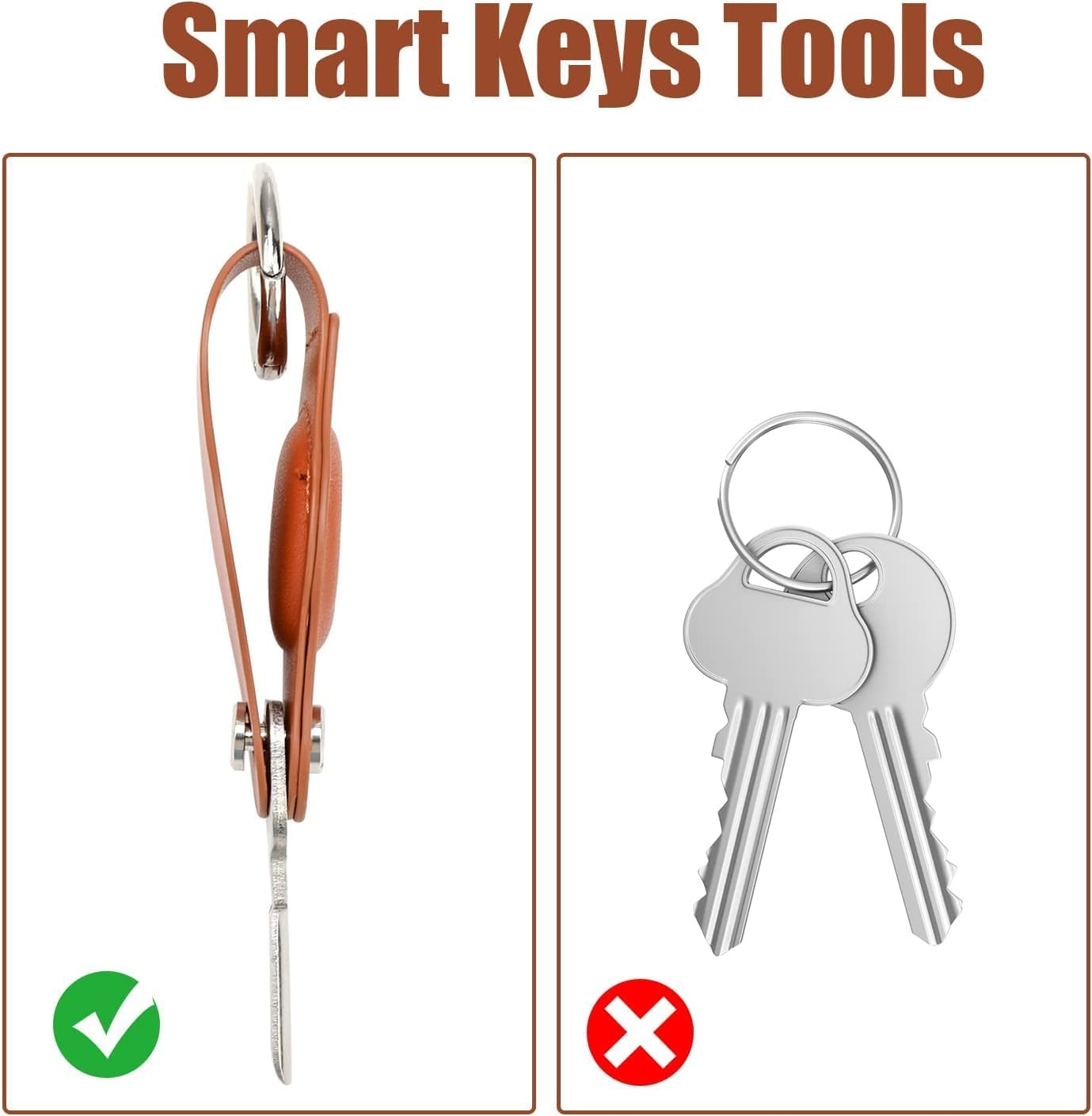 Airtag Keychain - Organize Your Keys with a Compact Pu Holder for Apple Airtag - Attach to Keys and Fobs with Ease-Brown