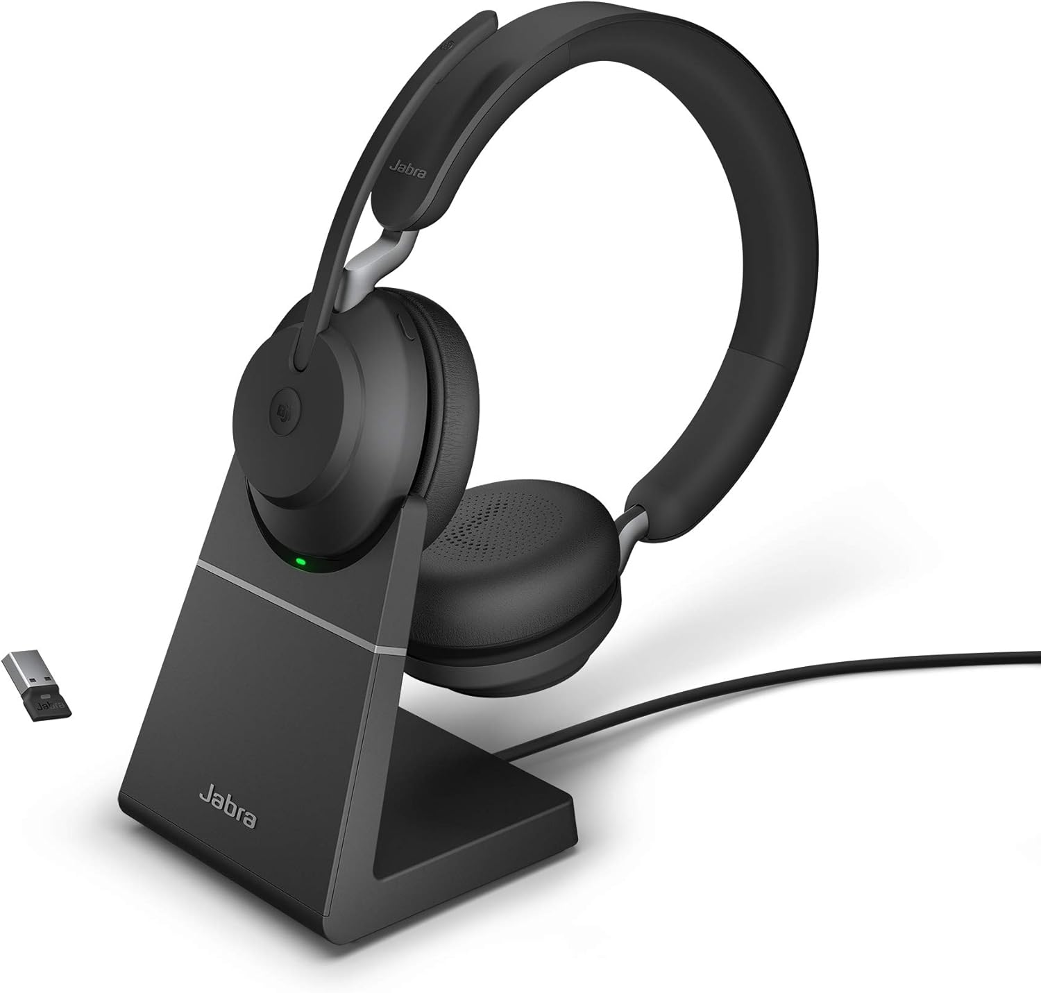 Jabra Evolve2 65 Wireless PC Headset &ndash; Noise Cancelling Microsoft Teams Certified Stereo Headphones with Long-Lasting Battery &ndash; USB-C Bluetooth Adapter &ndash; Black