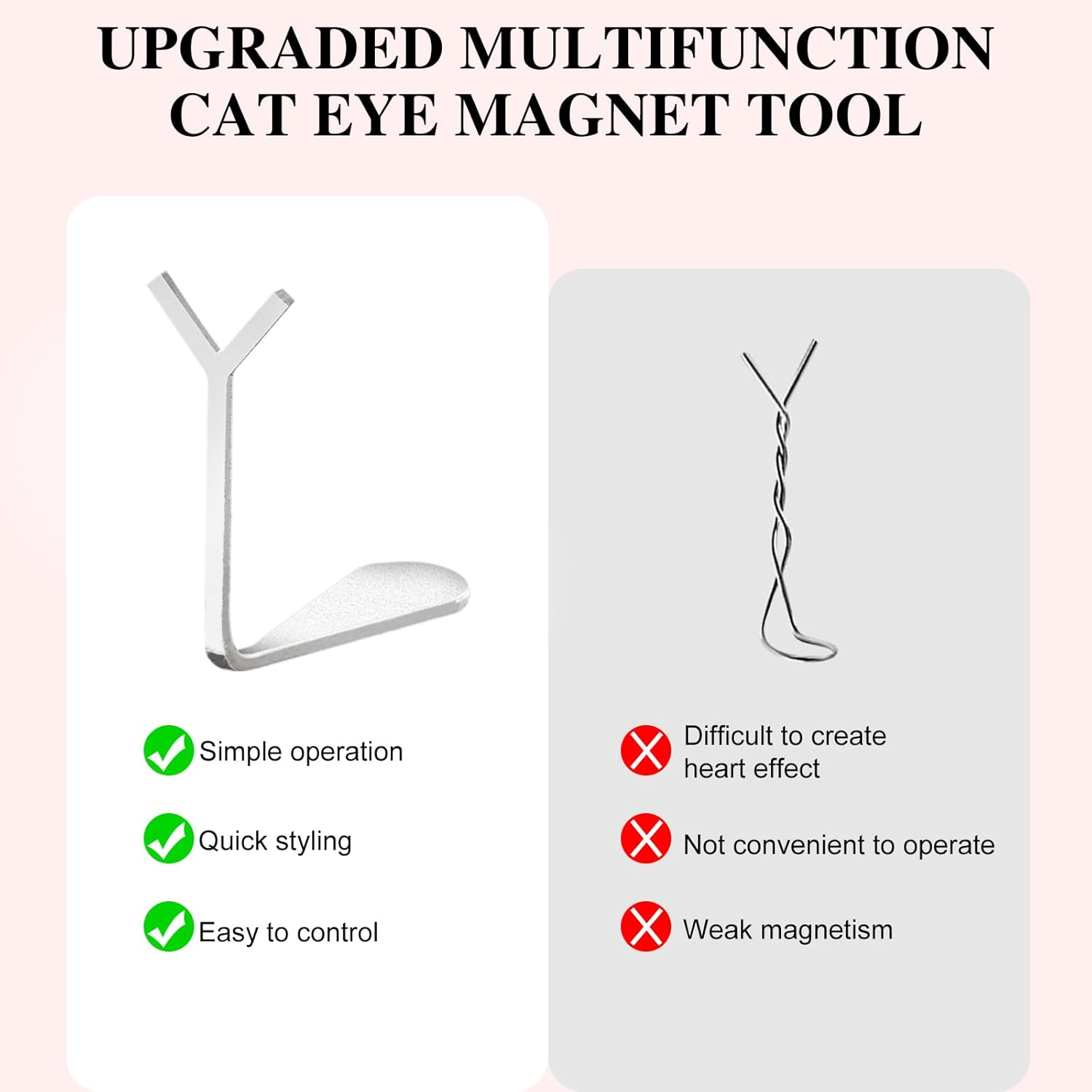 C12Rtive Heart Cat Eye Nail Magnet Tool,4 Pcs Professional Stainless Steel Heart Cat Eye Nail Magnet Tool for Cat Eye Gel Nail Polish,Suitable for Personal DIY, Nail Studio or Nail Salon image number 4