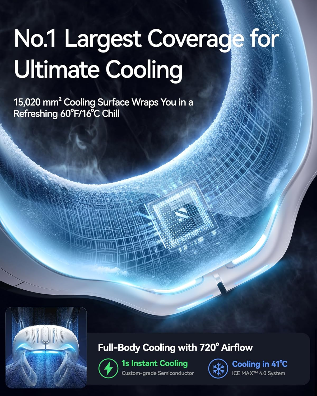 RANVOO AICE LITE plus 2025 Max Cooling Airflow [No.1 Coolest & Most Durable] Neck Air Conditioner, Ultimate Personal AC & Warmer 6000 Mah Rechargeable Neck Fan Blow Cold Air, Gifts for Mom/Dad, White - White image number 3