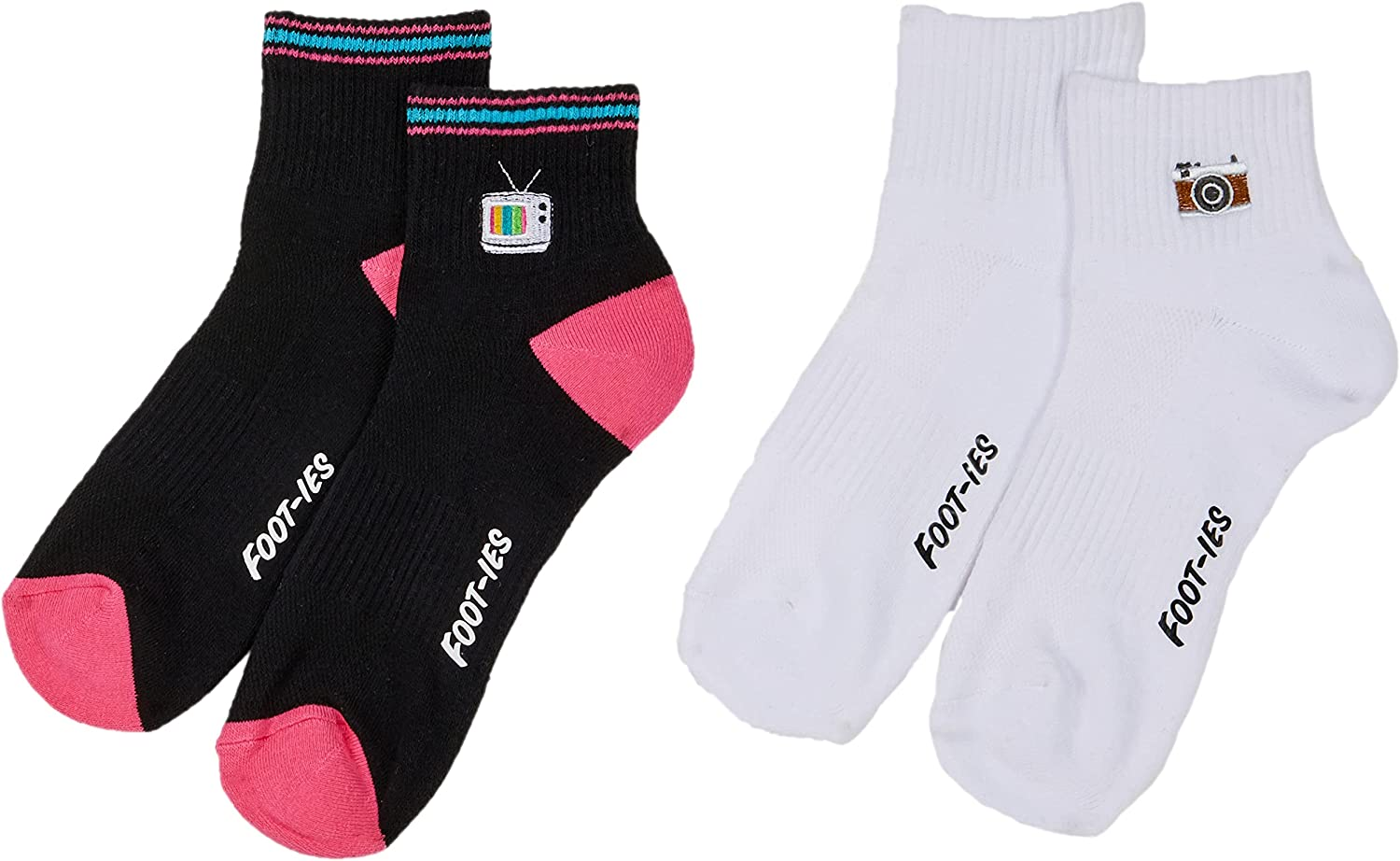 Unisex Classic Socks, White/Black, Medium-Large US